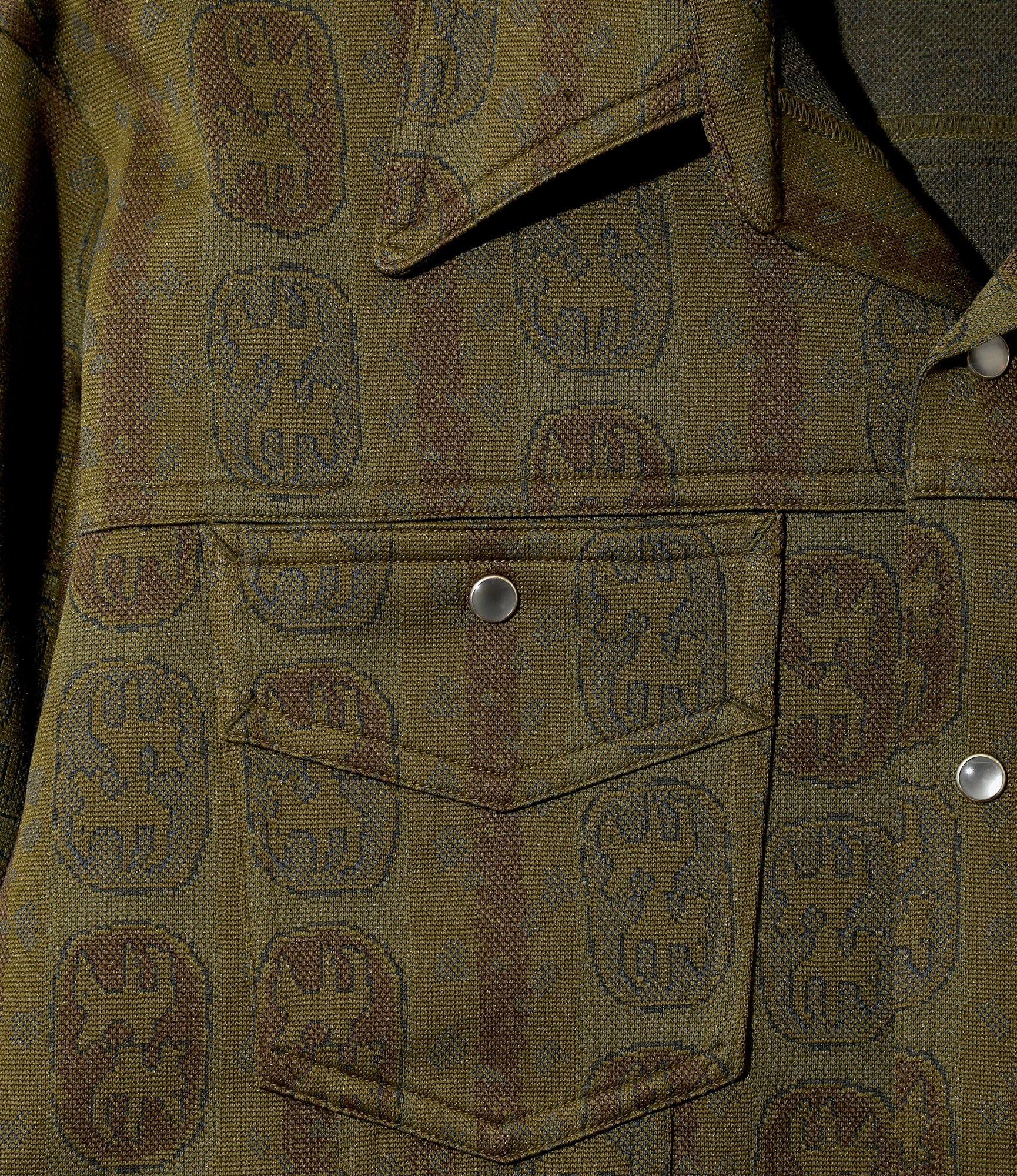 Women's Saddleman Shirt - Olive - Poly Jacquard - Image 3