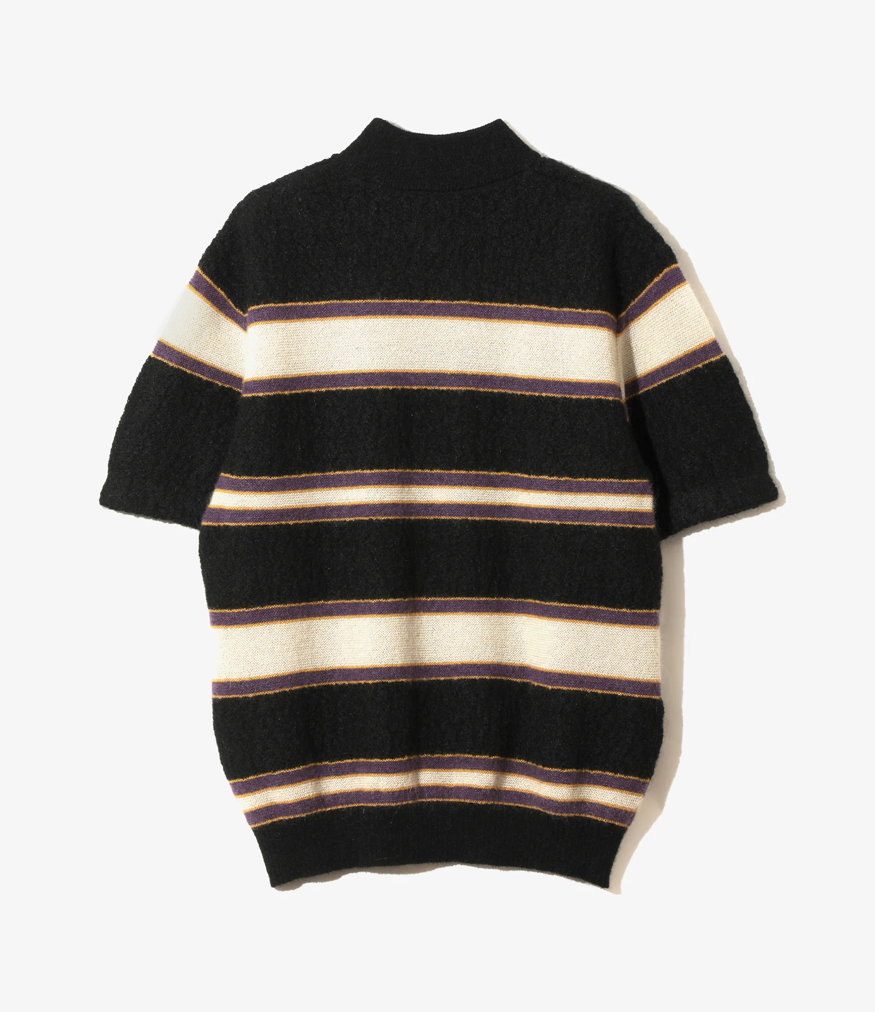Women's S/S Mock Neck Sweater - Black - Crepe Weave Stripe - Image 3