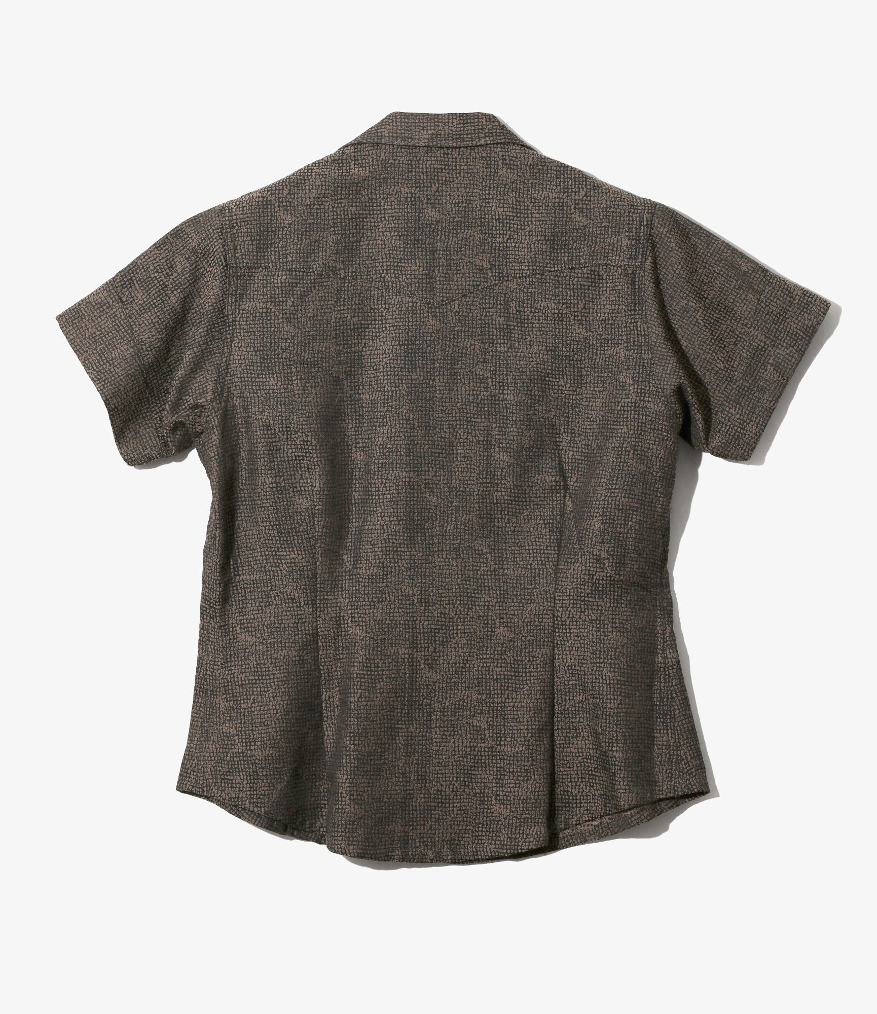 Women's S/S Western Blouse - Brown - Micro Shadow Plaid - Image 3