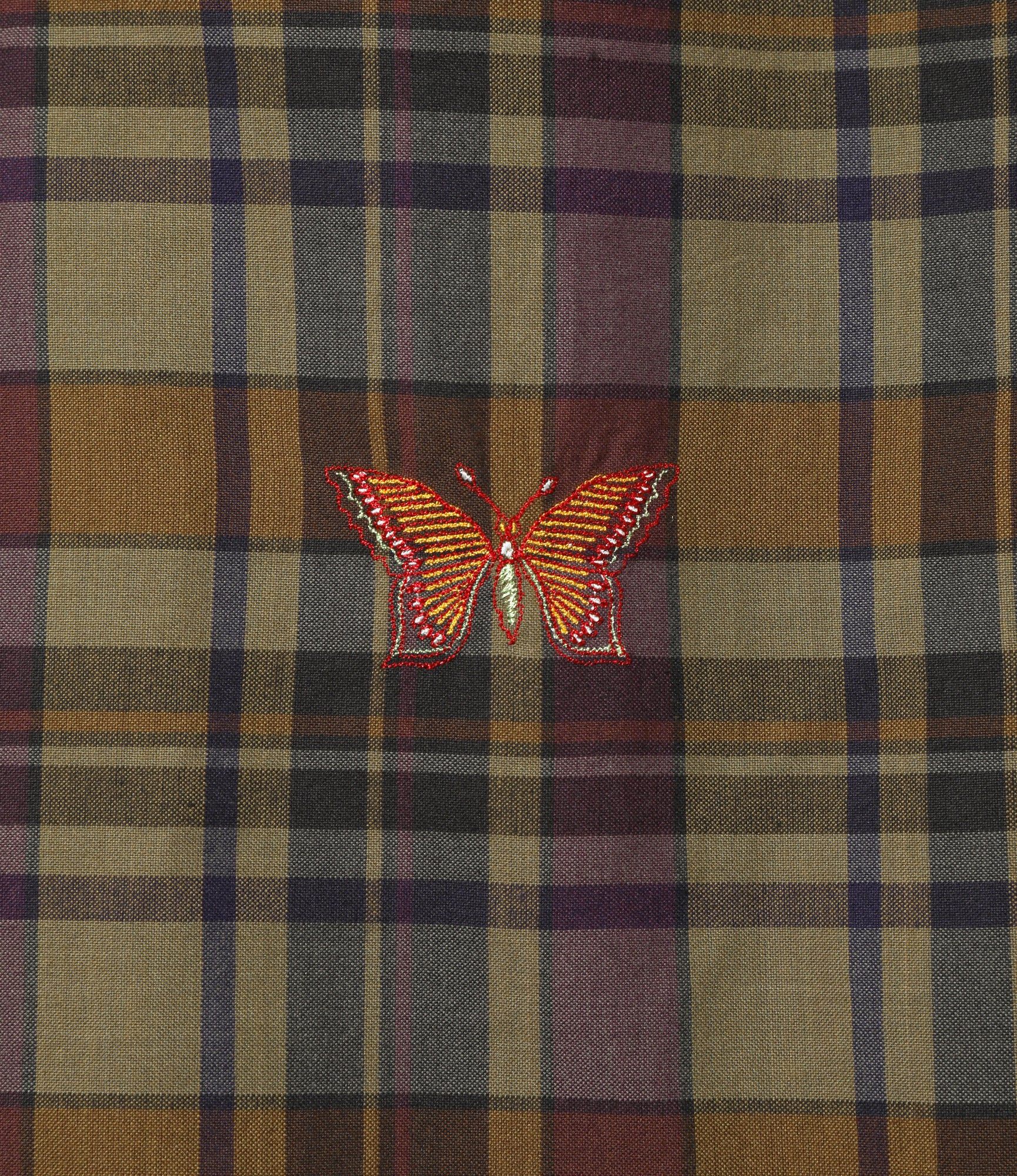 Women's String Easy Pant - Brown - Embroidered Madras Plaid - Image 4