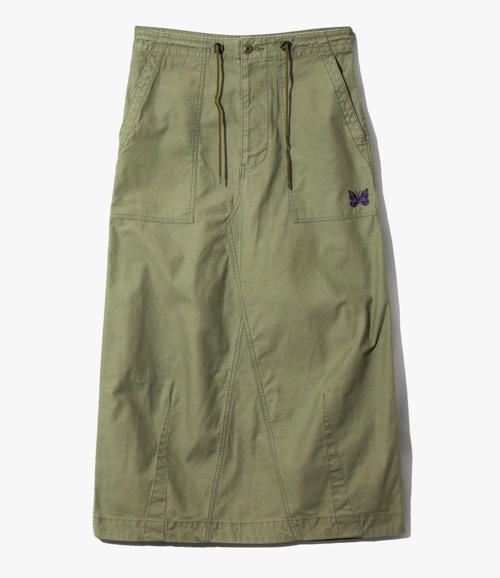 Women's String Fatigue Skirt - Olive - Reversed Sateen