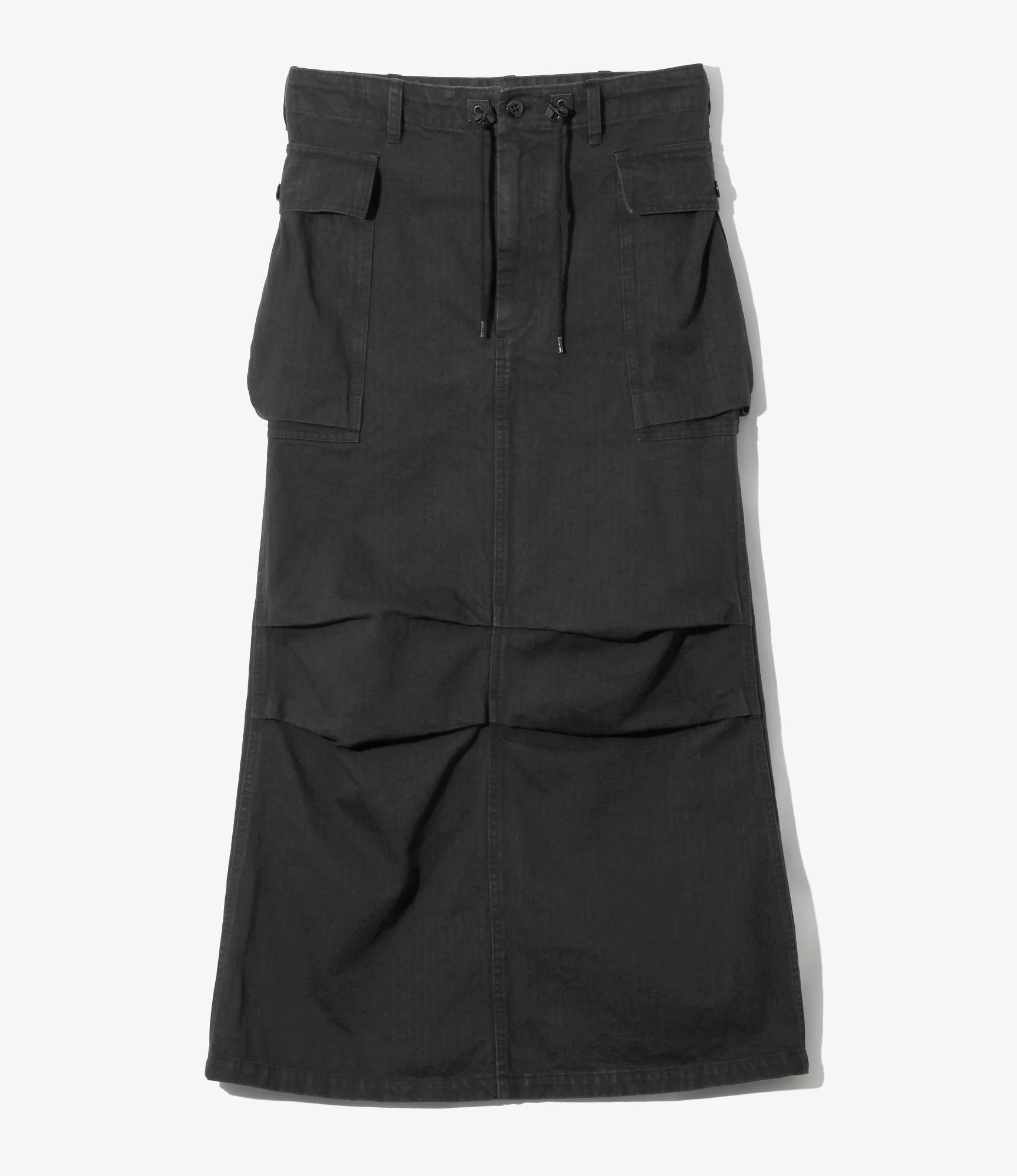 Women's String Field Skirt - Black - Cotton Herringbone