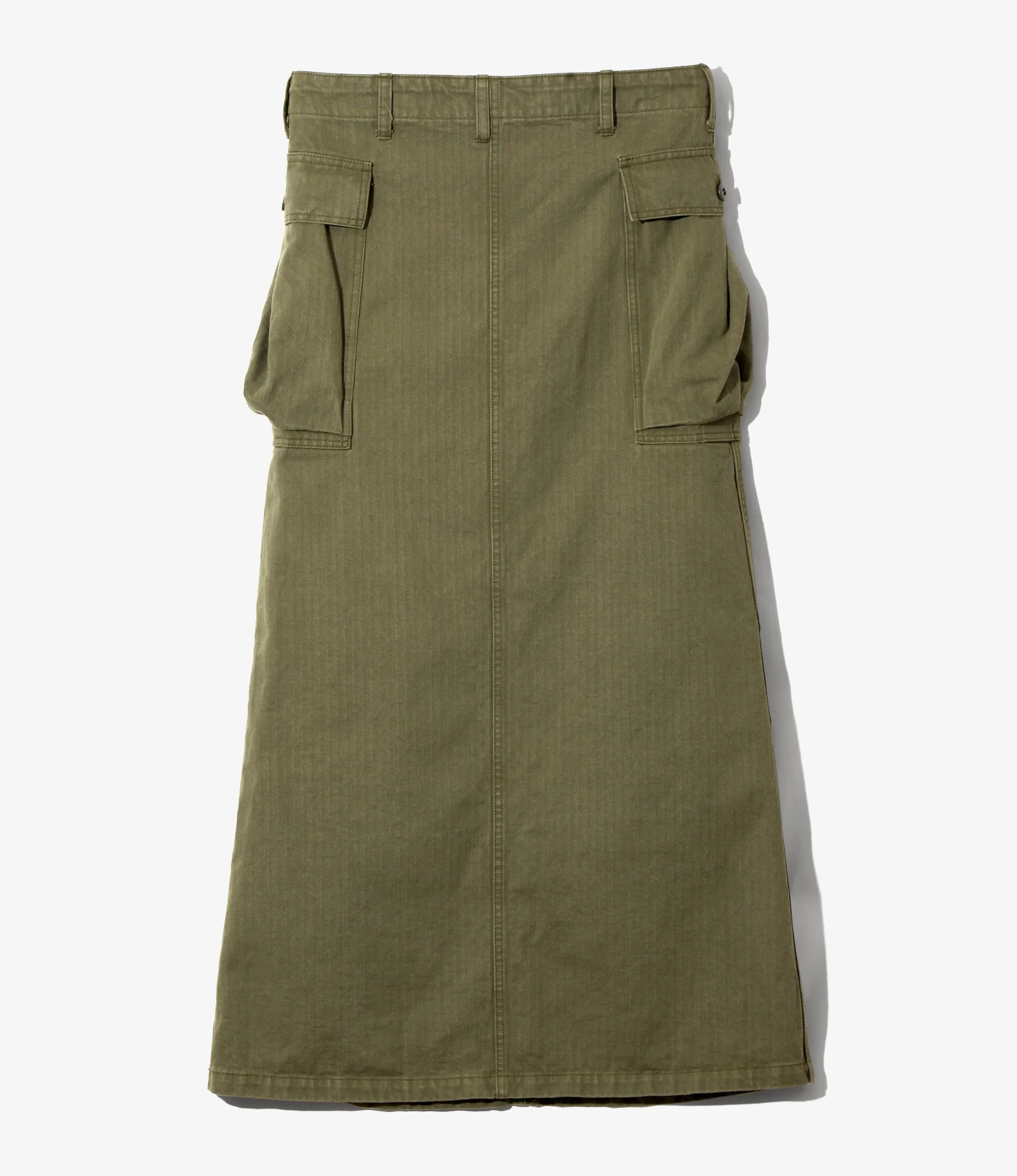 Women's String Field Skirt - Olive - Cotton Herringbone - Image 5