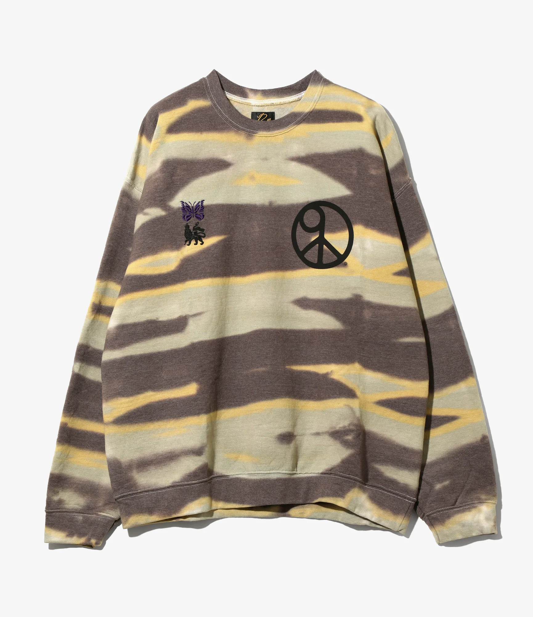 Needles x Sasquatchfabrix - Slowgun Sweat Shirt - Brown x Lt Blue - Peace to World / Tie Dye B