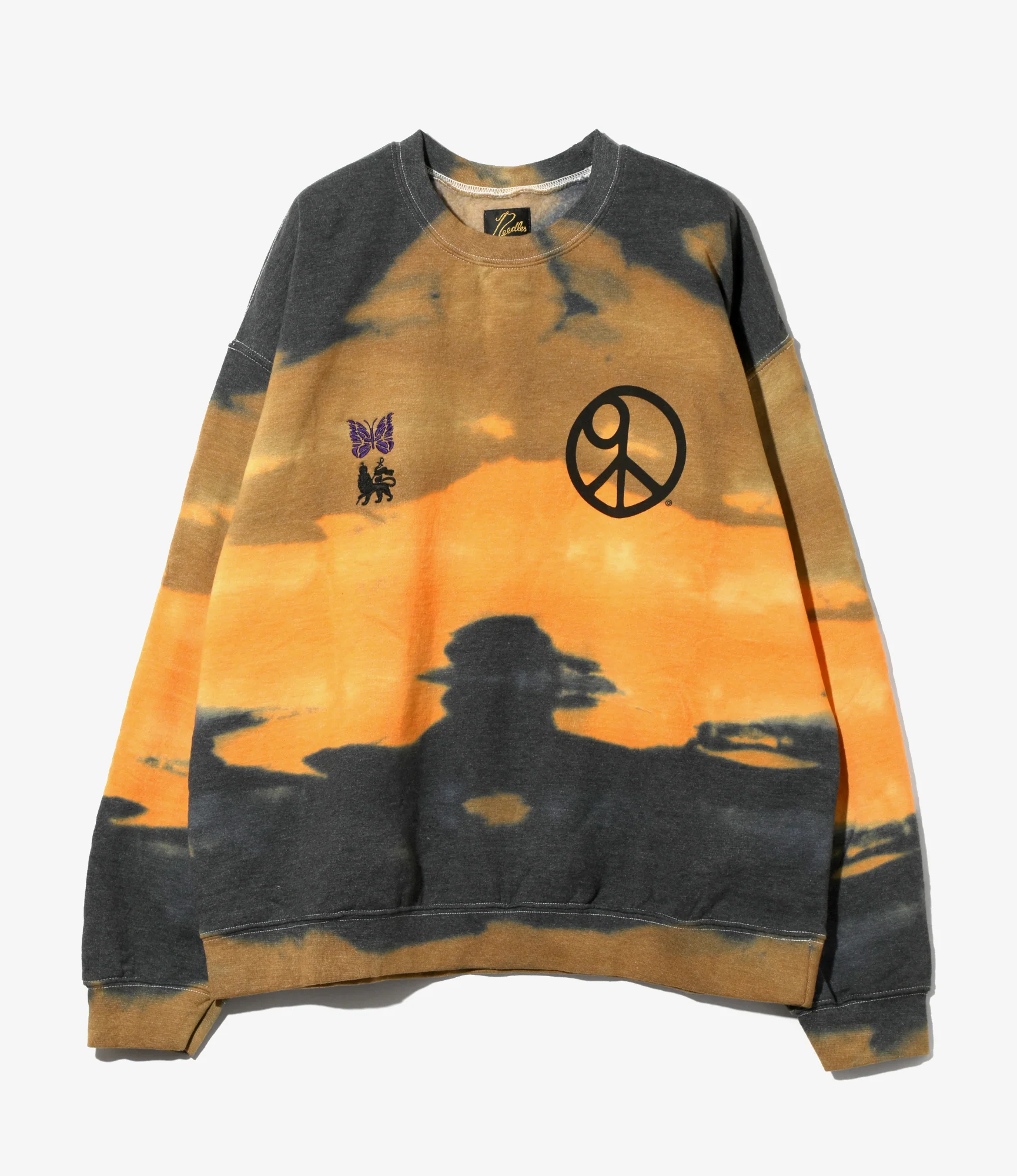 Needles x Sasquatchfabrix - Slowgun Sweat Shirt - Orange x Brown - Peace to World / Tie Dye B
