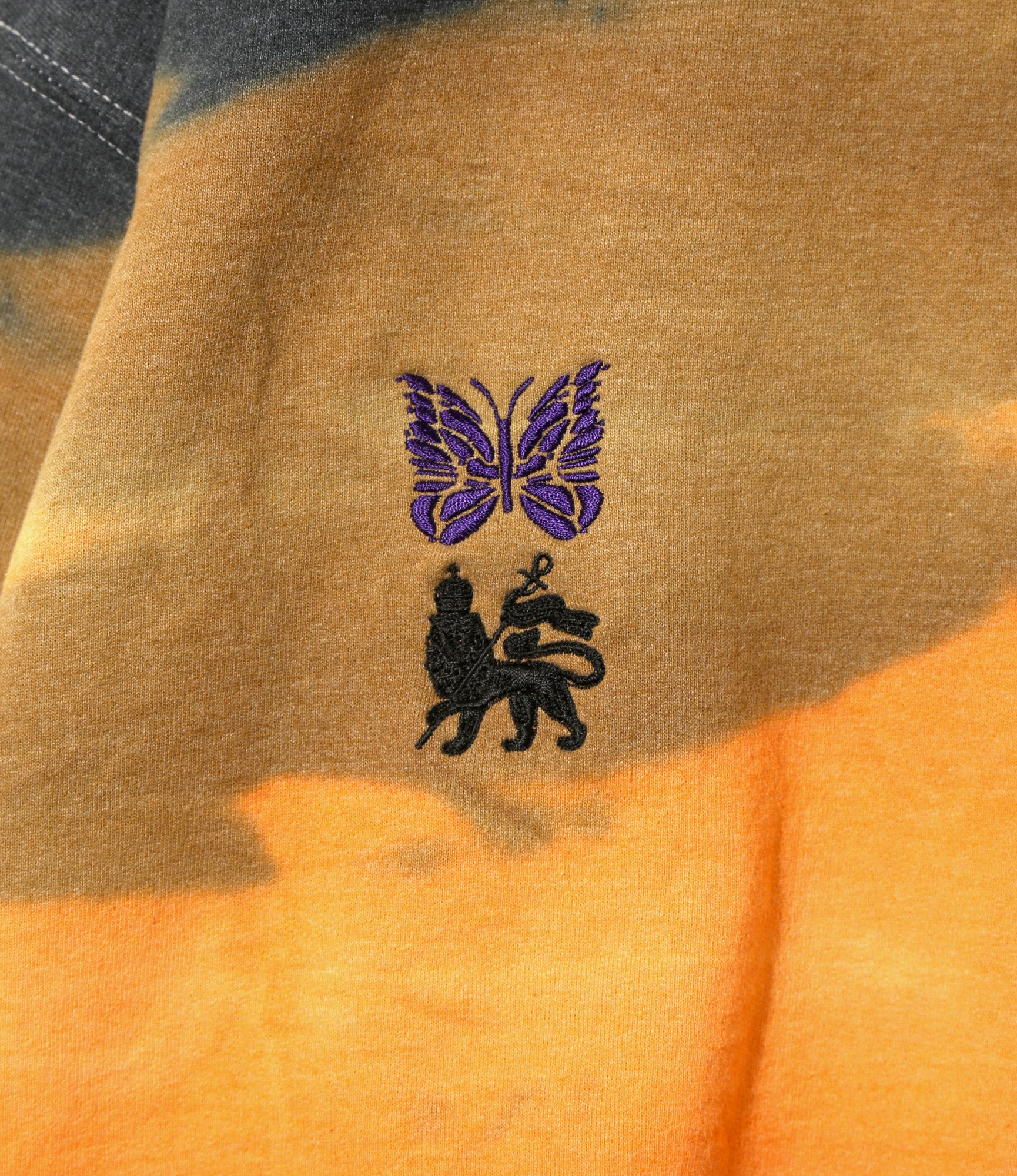 Needles x Sasquatchfabrix - Slowgun Sweat Shirt - Orange x Brown - Peace to World / Tie Dye B - Image 2
