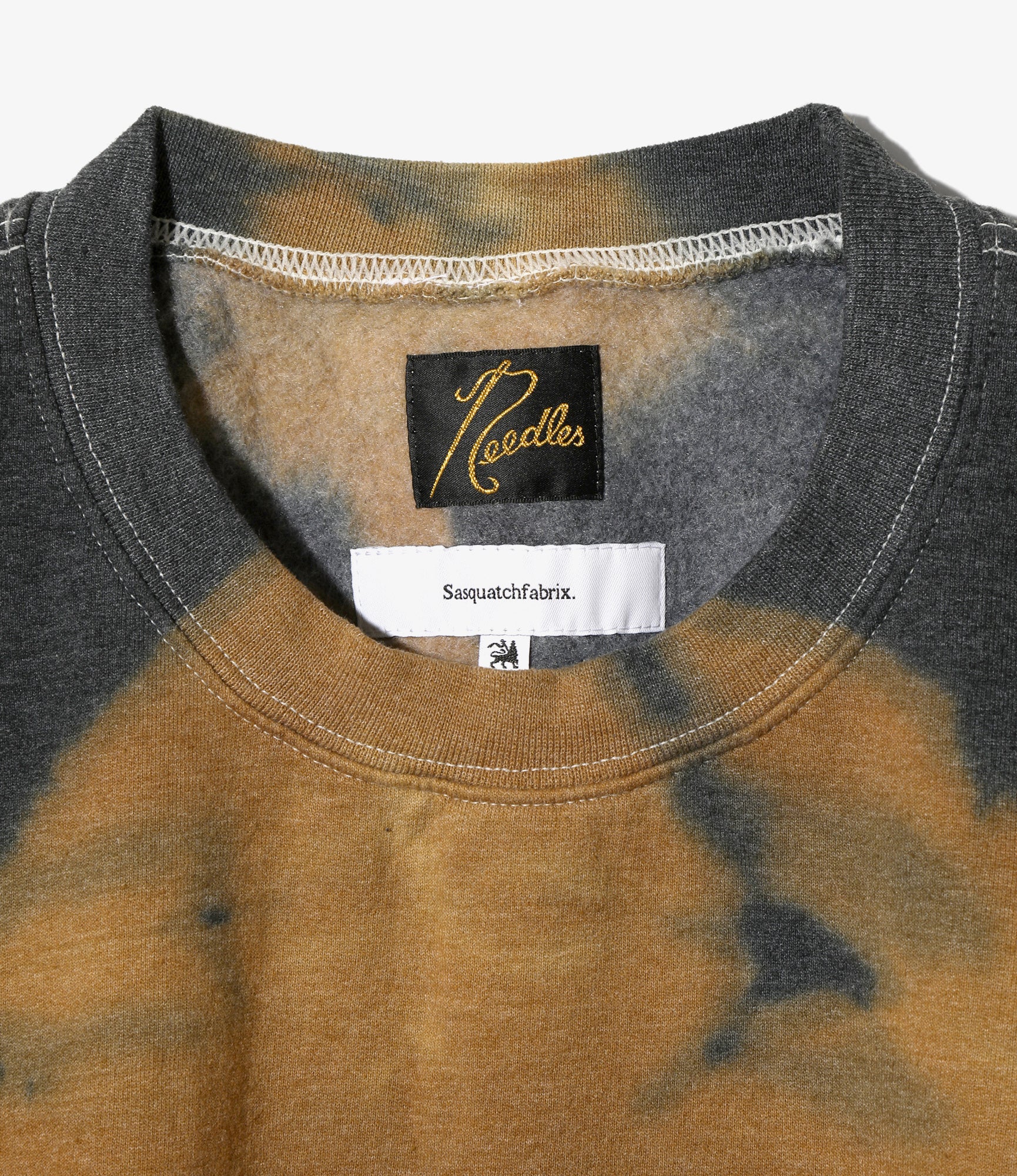 Needles x Sasquatchfabrix - Slowgun Sweat Shirt - Orange x Brown - Peace to World / Tie Dye B - Image 4