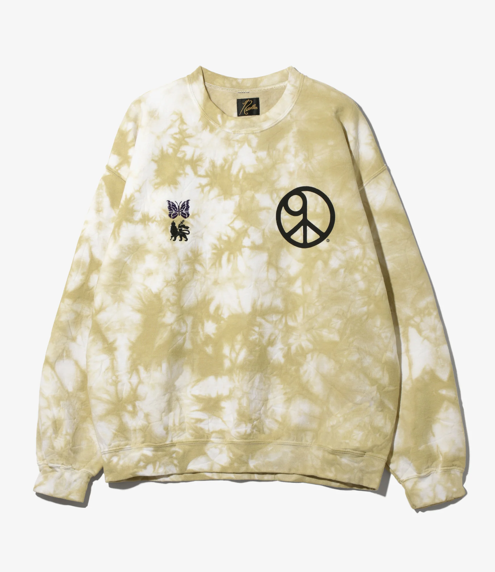 Needles x Sasquatchfabrix - Slowgun Sweat Shirt - White x Beige- Peace to World / Tie Dye A