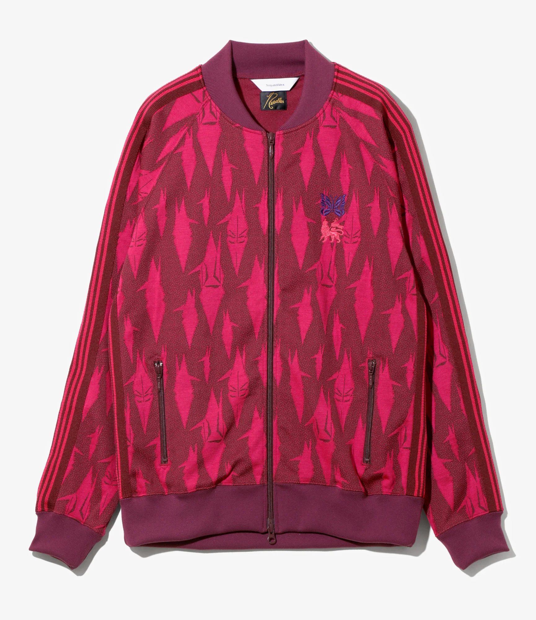 Needles x Sasquatchfabrix - Track Jacket - Bordeaux x Pink - Origami crane