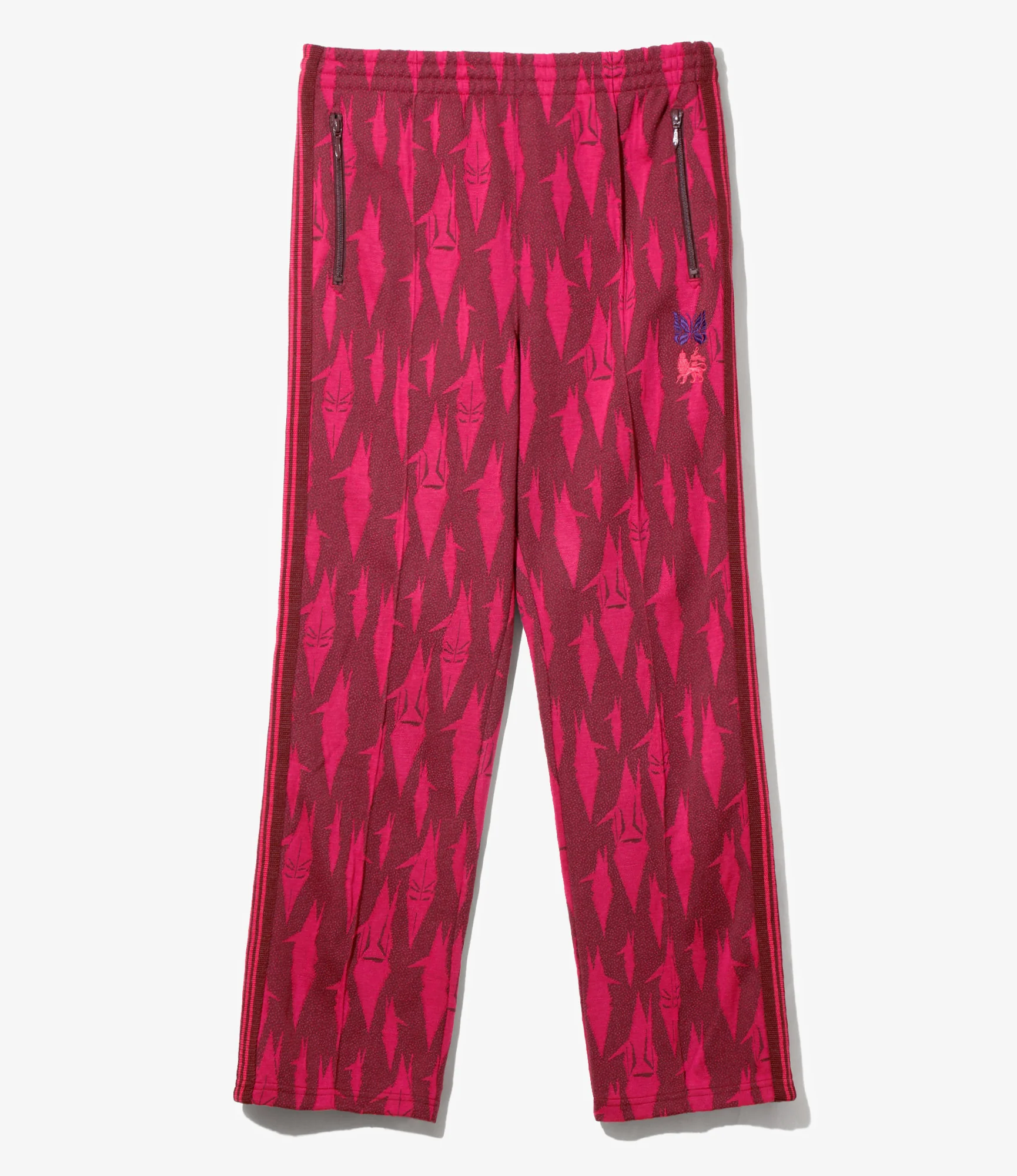 Needles x Sasquatchfabix - Track Pant - Bordeaux x Pink - Origami crane