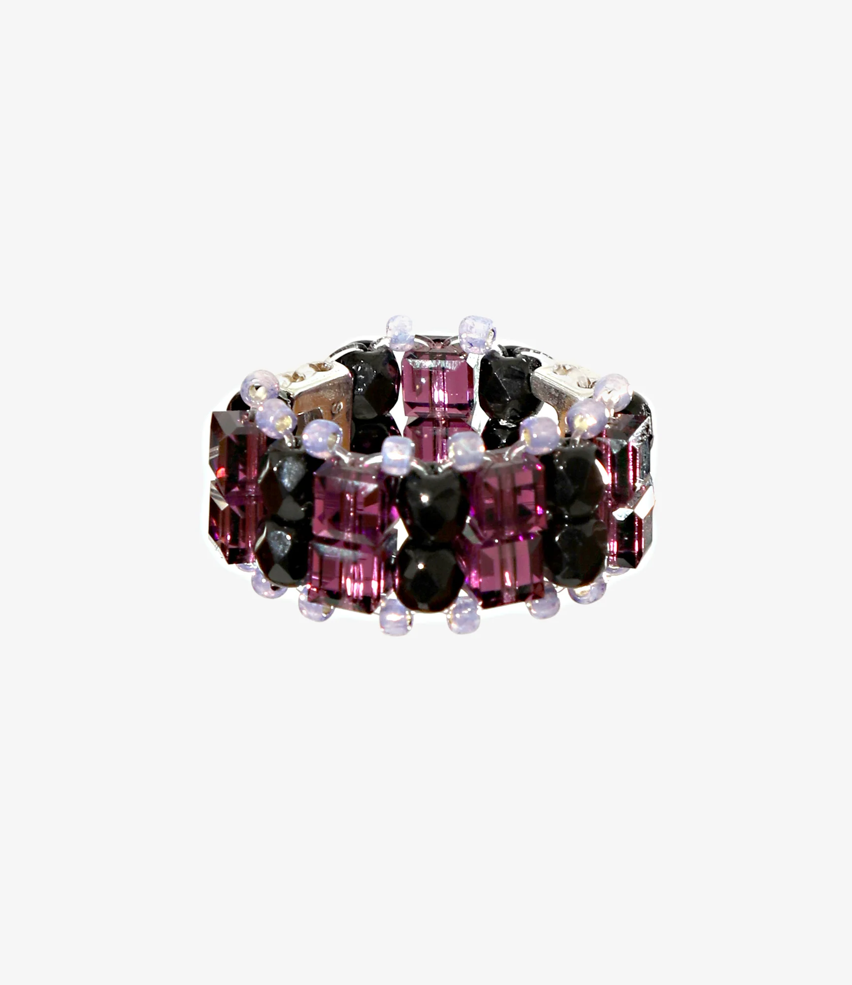 Needles x Tie A Knot - Crystal Beads Double Row Ring - Black x Black