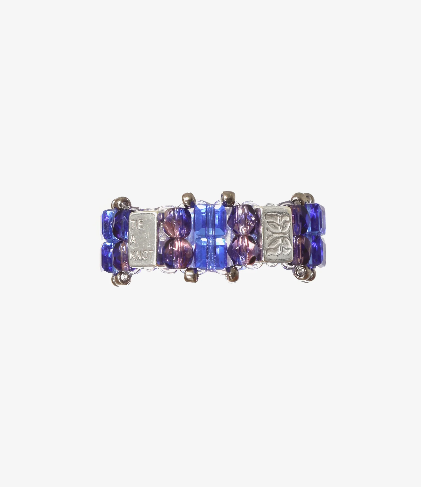 Needles x Tie A Knot - Crystal Beads Double Row Ring - Blue x Purple - Image 2