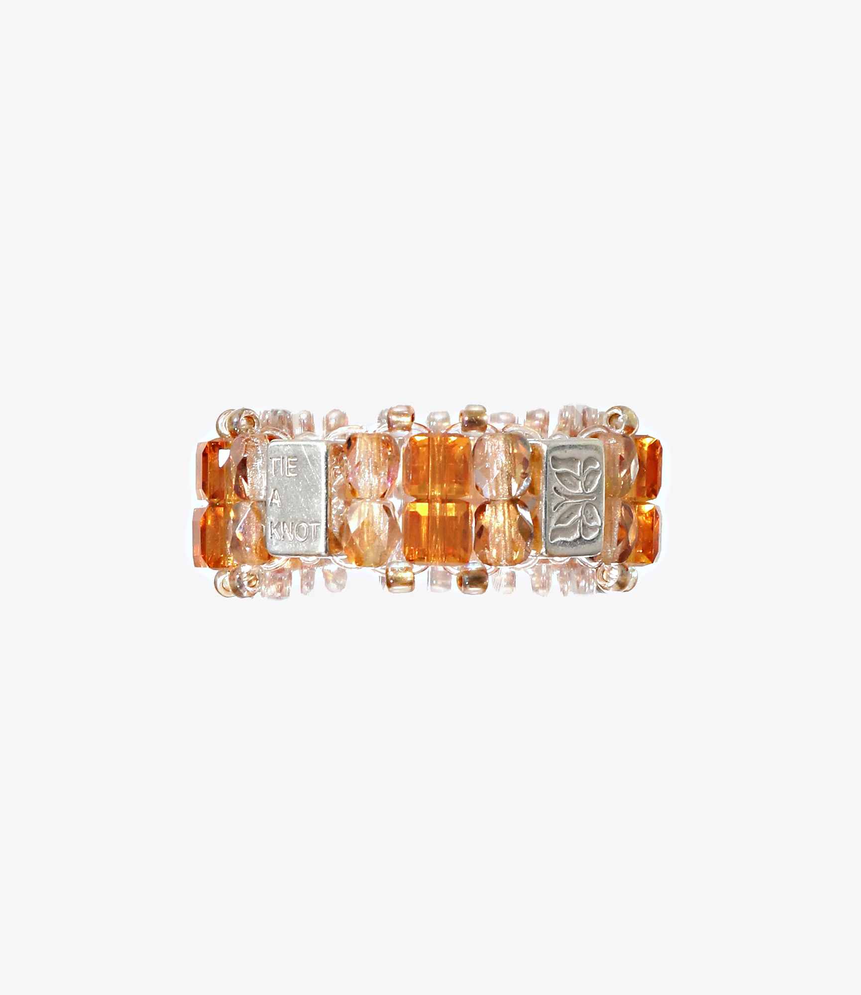 Needles x Tie A Knot - Crystal Beads Double Row Ring - Brown x Clear Beige - Image 2