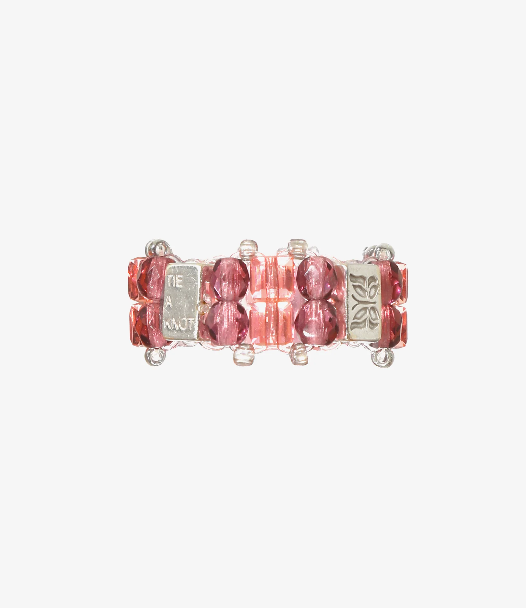 Needles x Tie A Knot - Crystal Beads Double Row Ring - Pink x Purple - Image 2