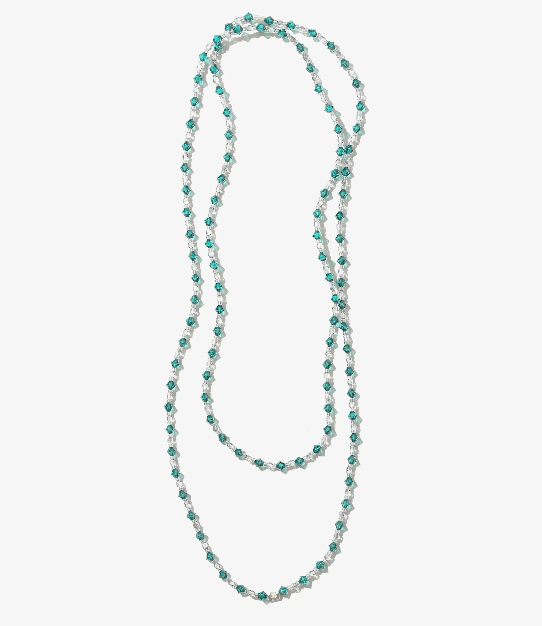 Needles x Tie A Knot - Crystal Beads Long Necklace - Green x Grey