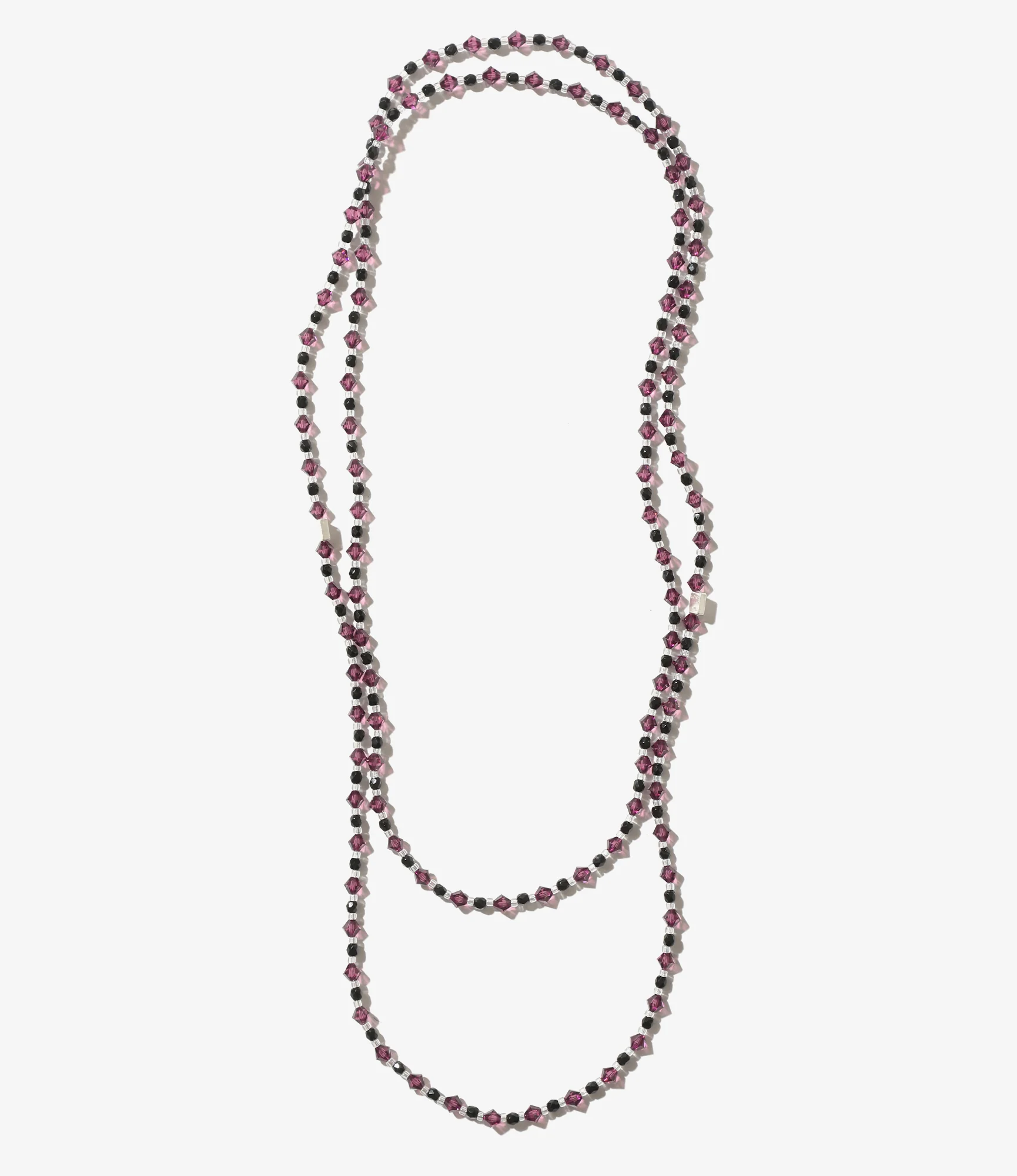 Needles x Tie A Knot - Crystal Beads Long Necklace - Purple x Black