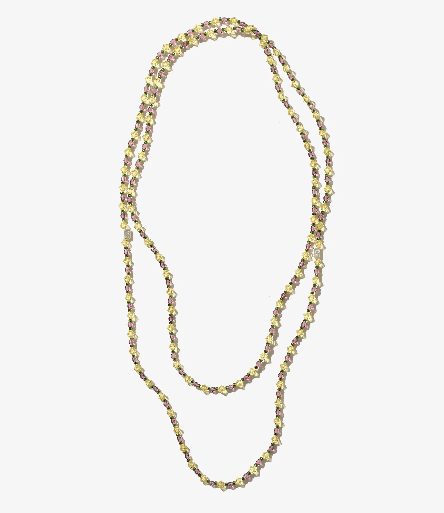 Needles x Tie A Knot - Crystal Beads Long Necklace - Yellow x Purple