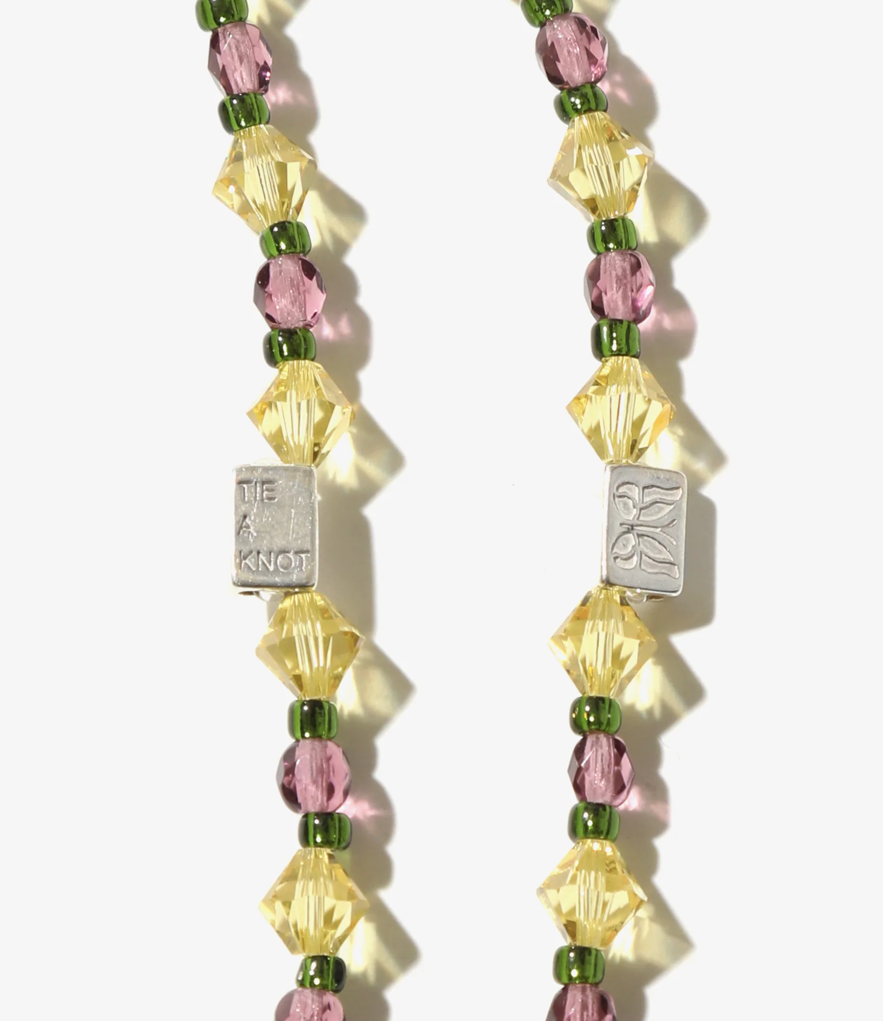 Needles x Tie A Knot - Crystal Beads Long Necklace - Yellow x Purple - Image 2