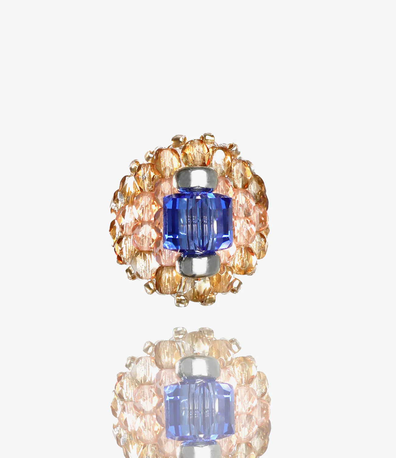 Needles x Tie A Knot - Square Crystal Beads Ring - Blue/Clear Beige - Image 2