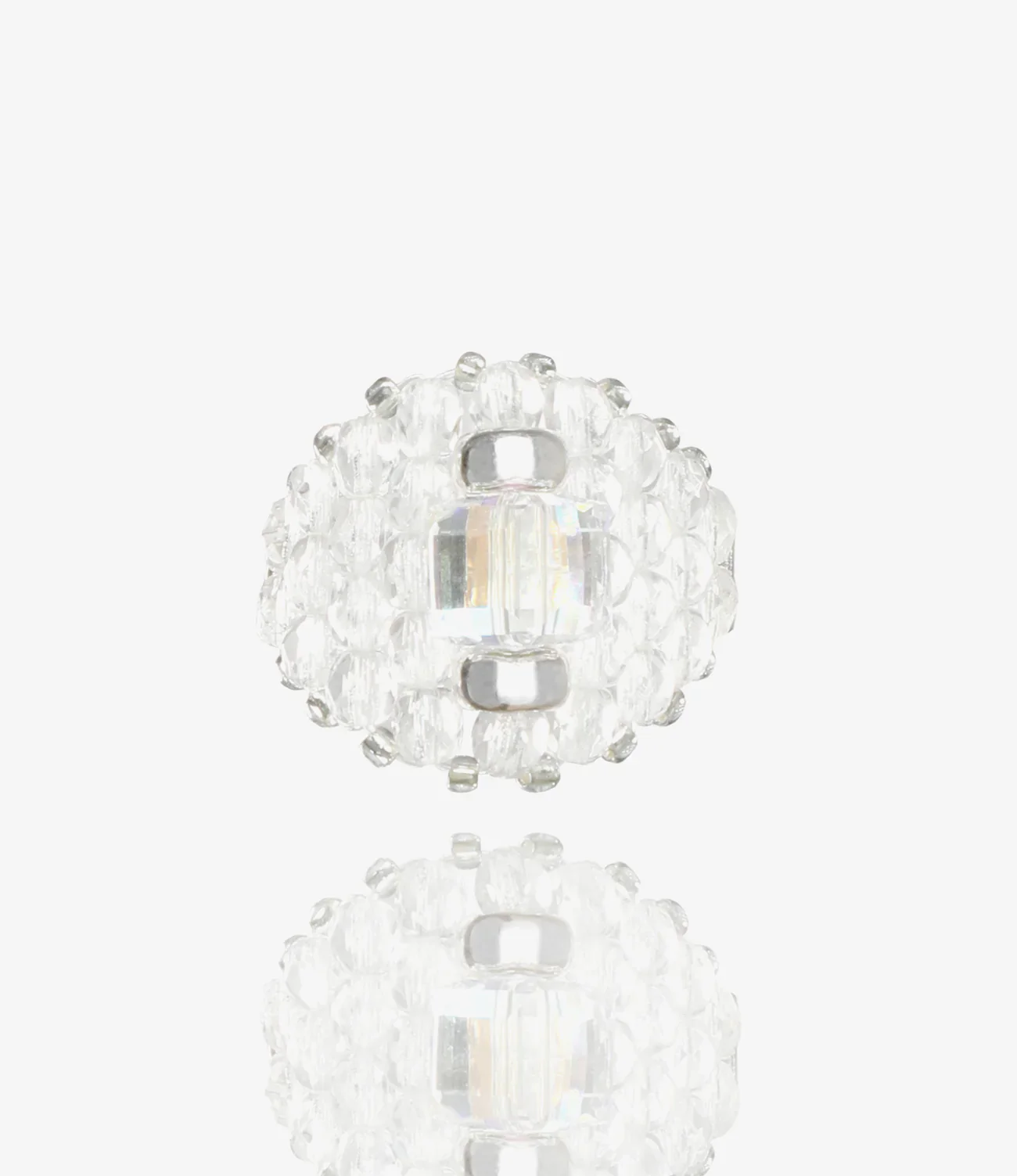Needles x Tie A Knot - Square Crystal Beads Ring - Clear/Clear - Image 2