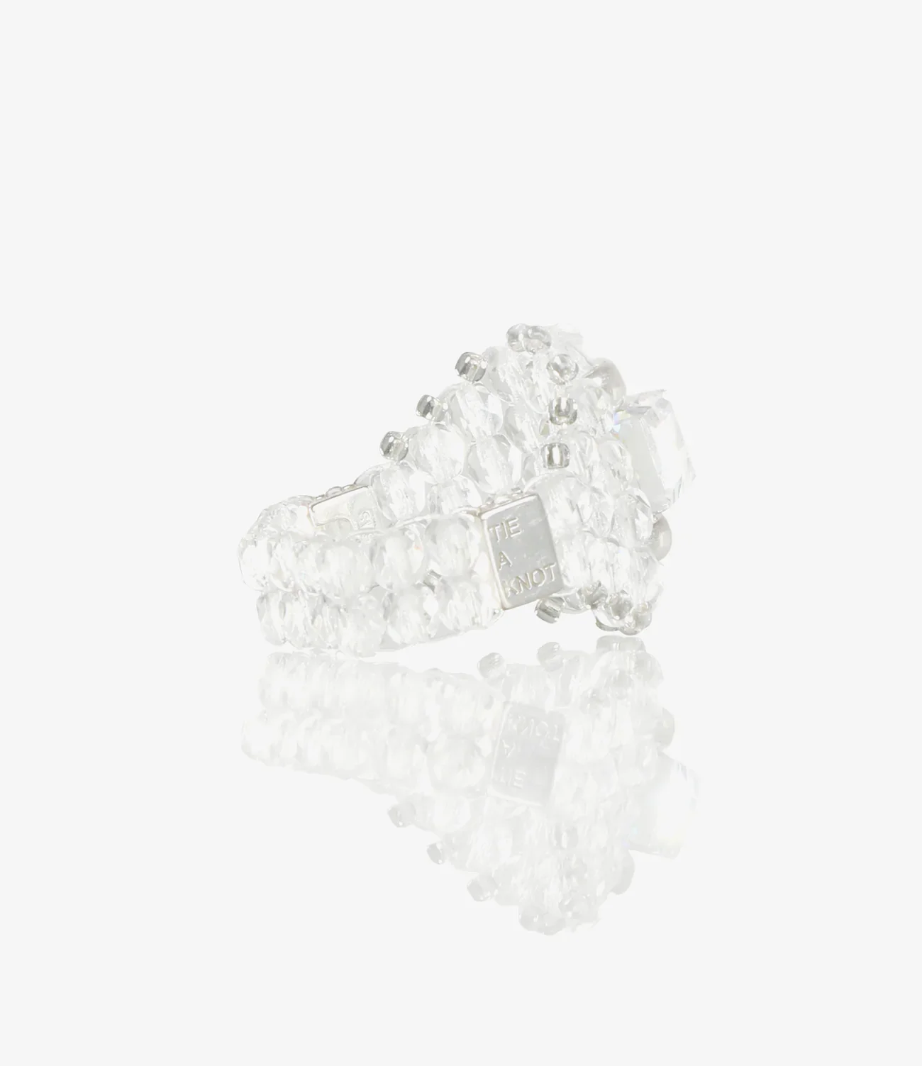 Needles x Tie A Knot - Square Crystal Beads Ring - Clear/Clear - Image 3