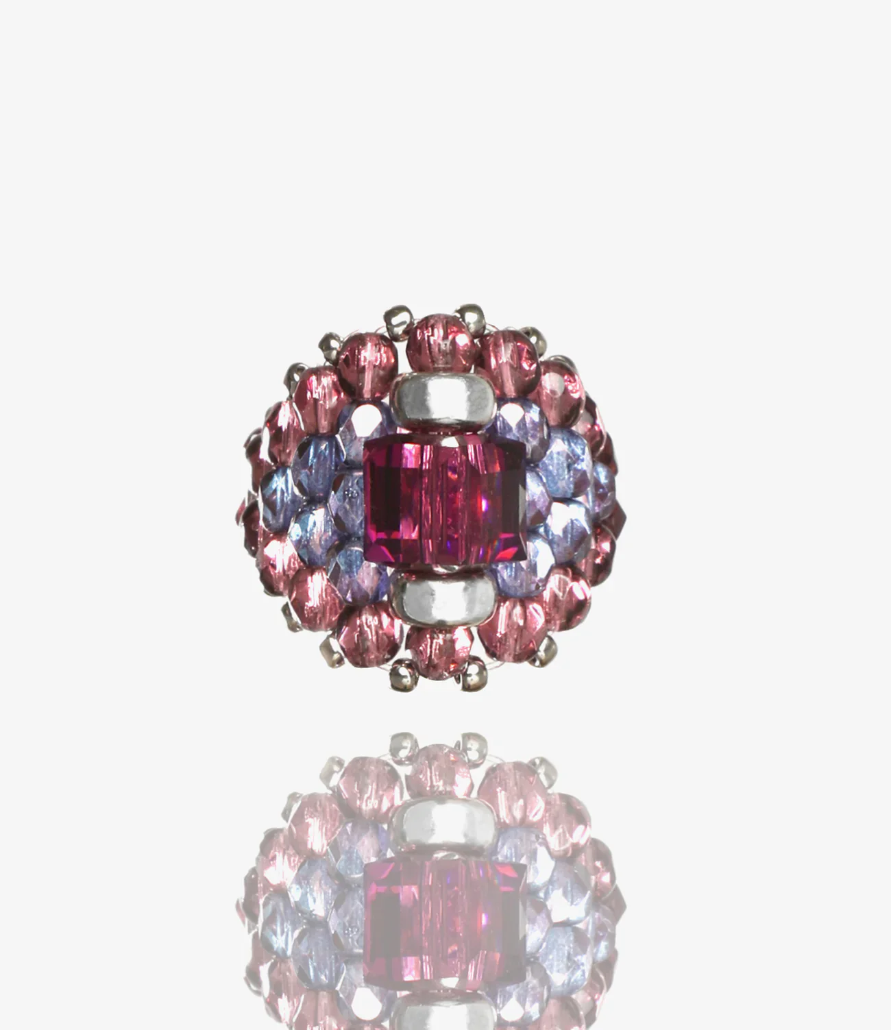 Needles x Tie A Knot - Square Crystal Beads Ring - Purple/Purple - Image 2