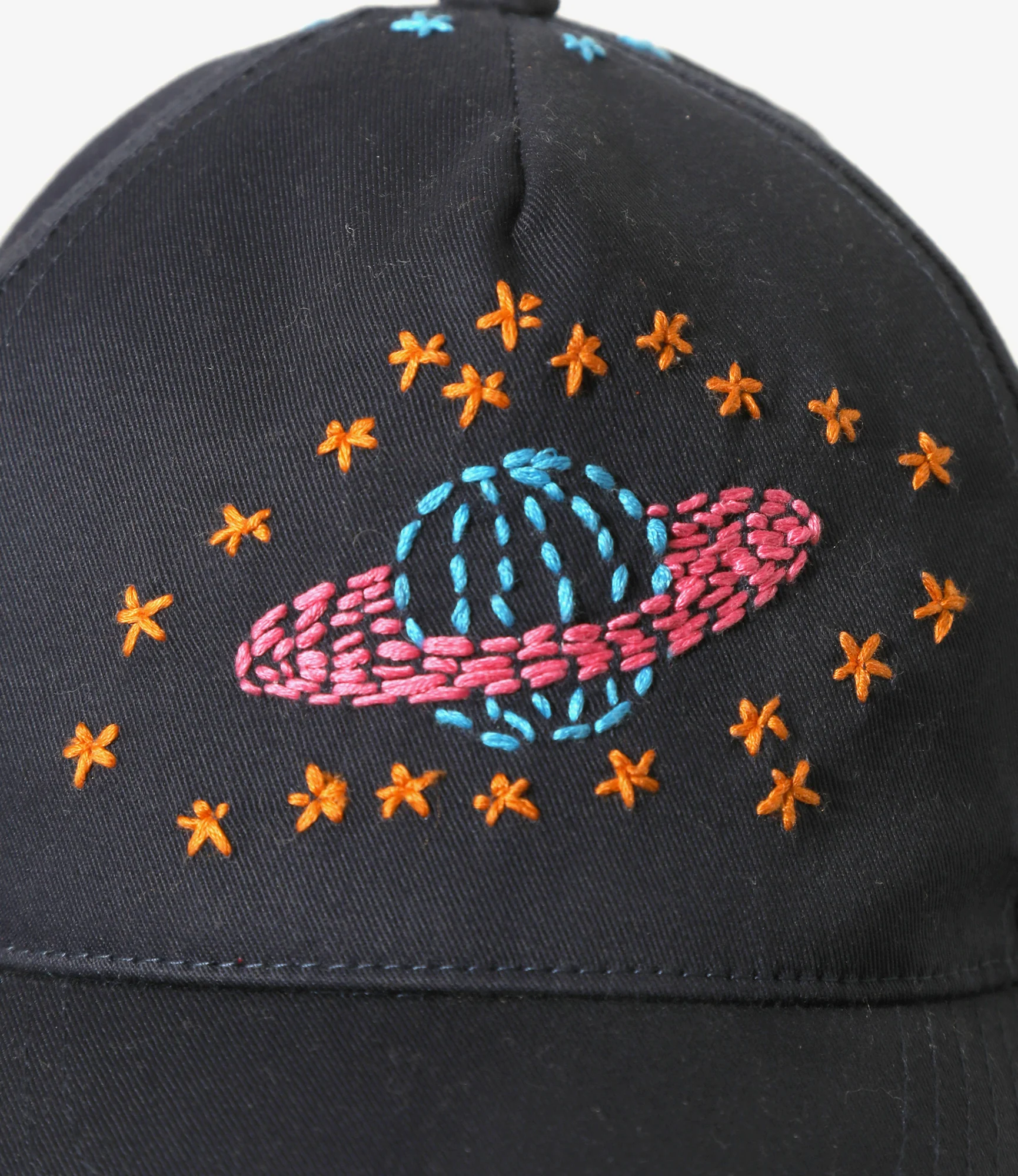 Embroidered Cap - Navy - Saturn & Moon - Image 3