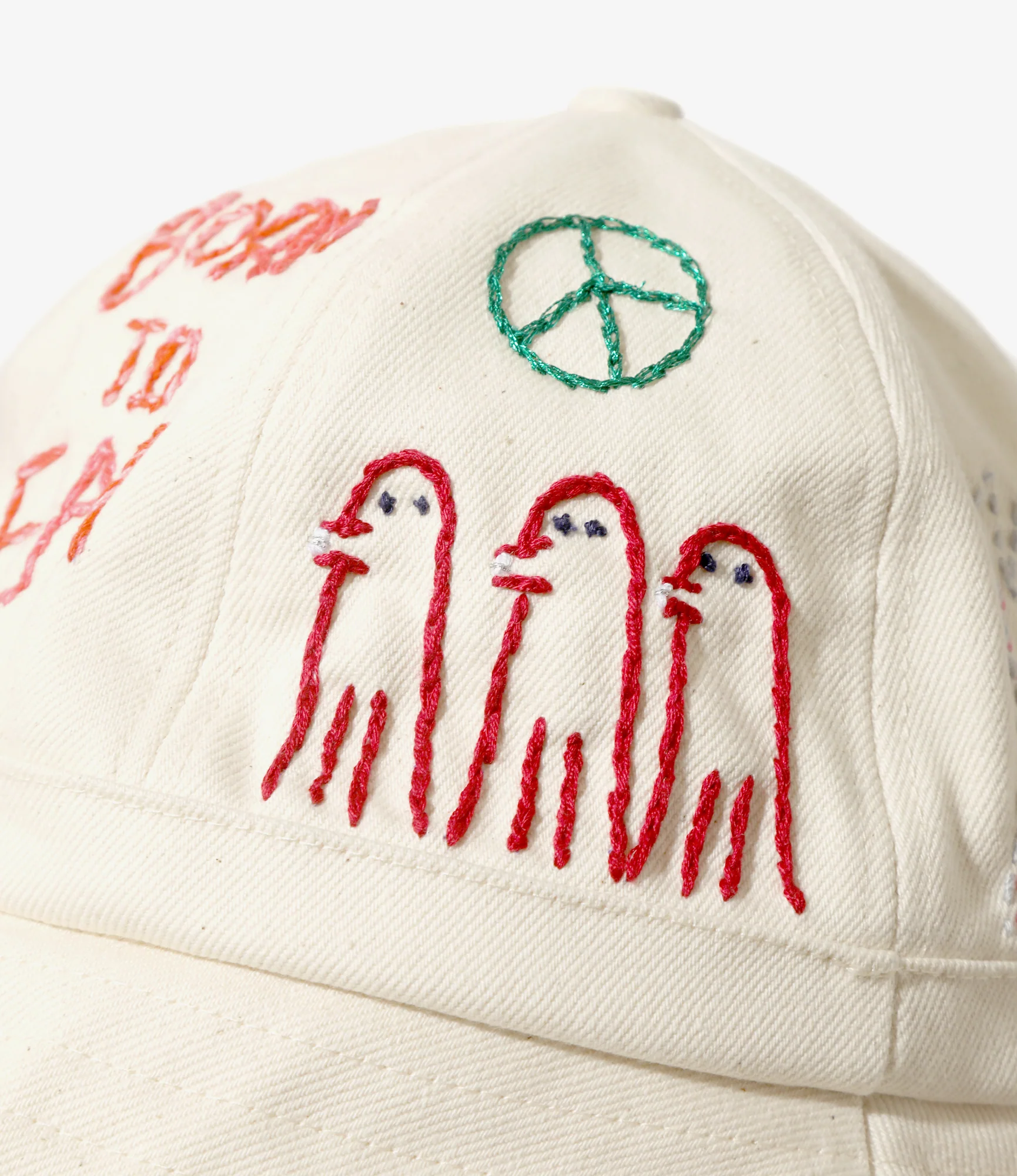 Embroidered Hat - Natural - Born to Eat - Image 3