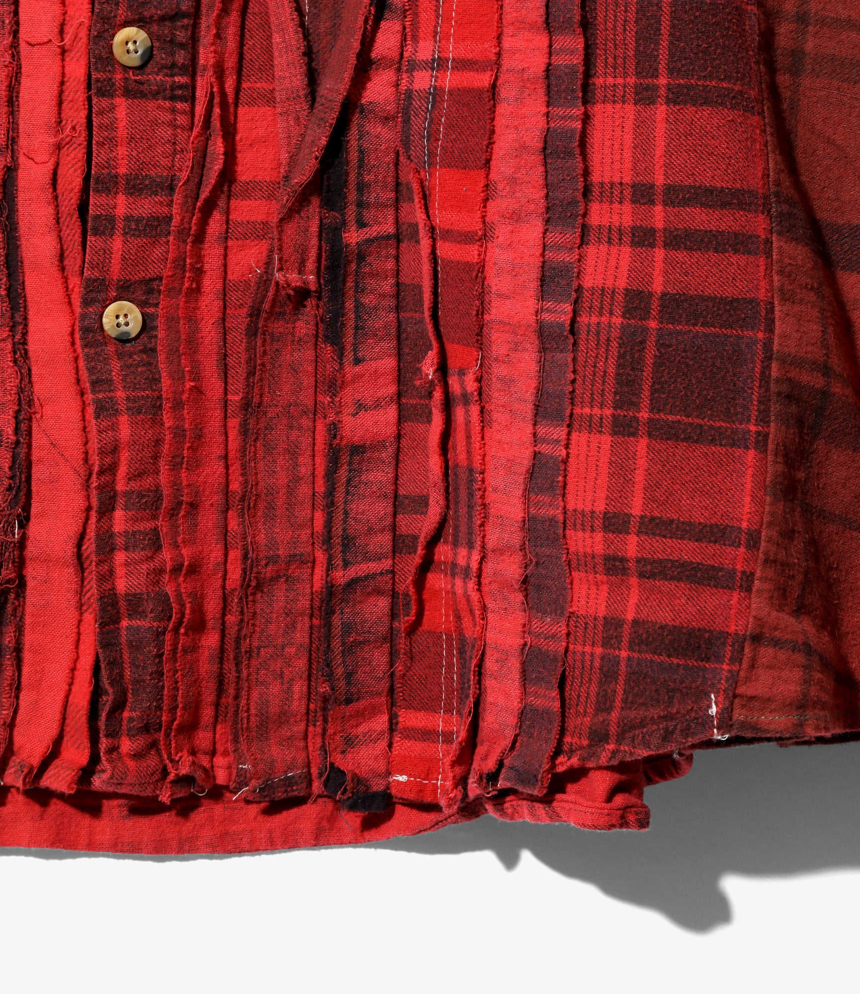 Flannel Shirt -> Ribbon Wide Shirt / Over Dye - Red - Image 3