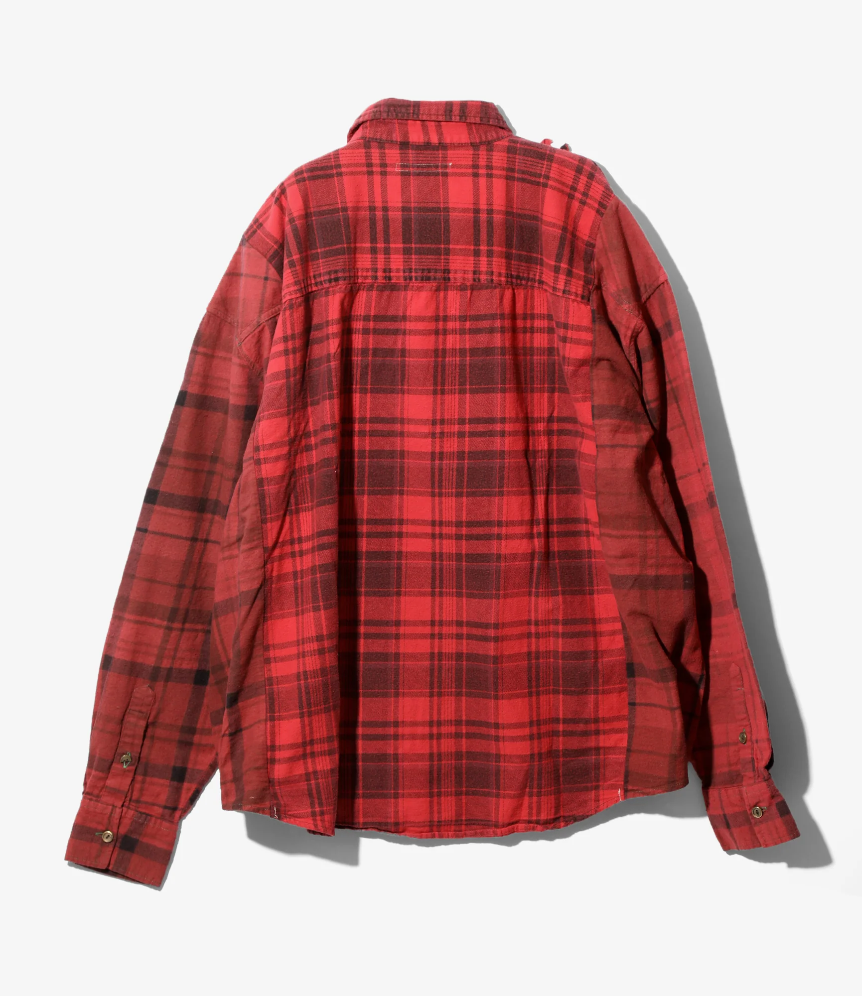 Flannel Shirt -> Ribbon Wide Shirt / Over Dye - Red - Image 4