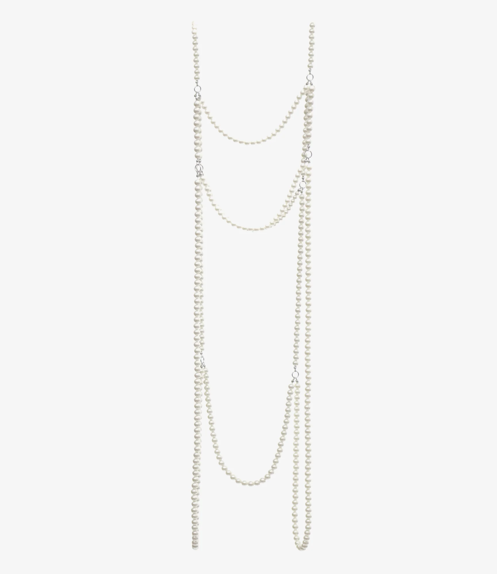 Harness Necklace - Natural - White Beads