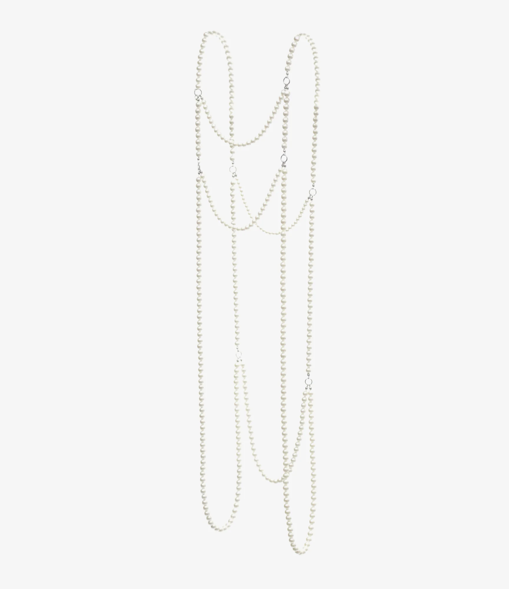 Harness Necklace - Natural - White Beads - Image 2