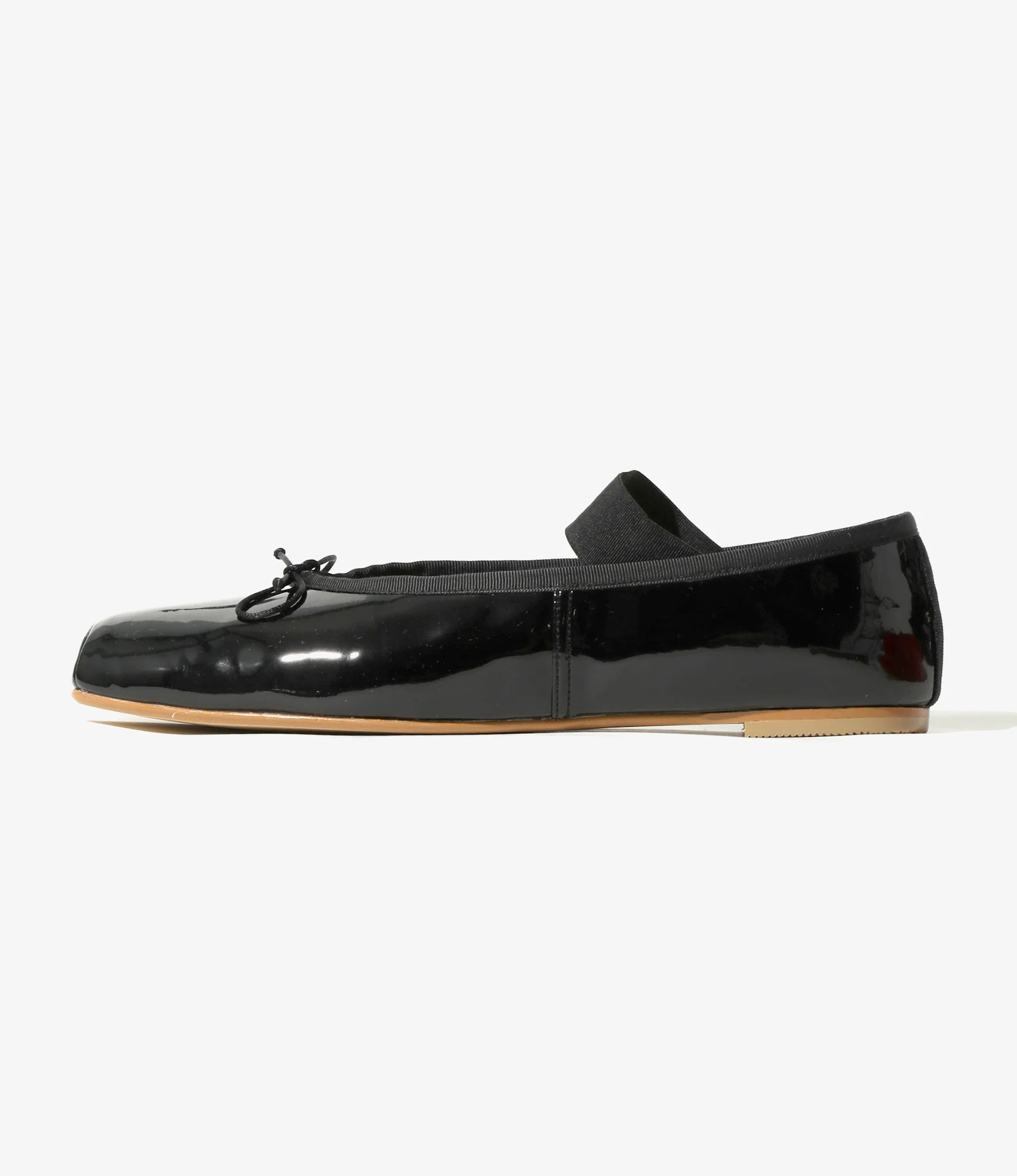 Material Combination Ballet Shoes - Black - Image 5