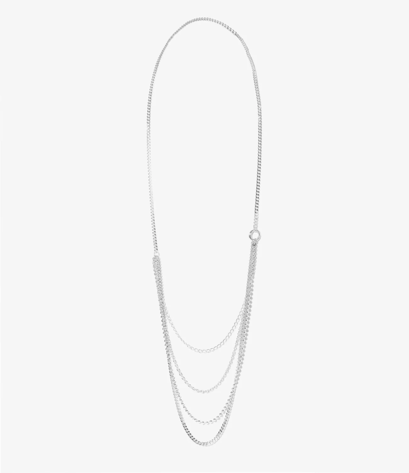 Multi Long Necklace - Silver -Chain - Image 3