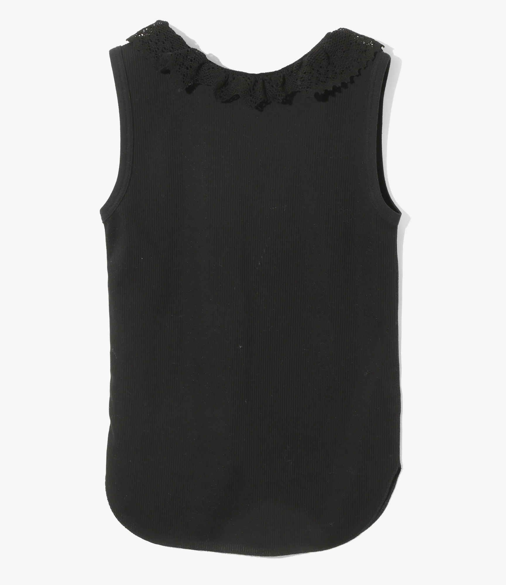 Ribbed Lace Tank Top - Black - Image 3