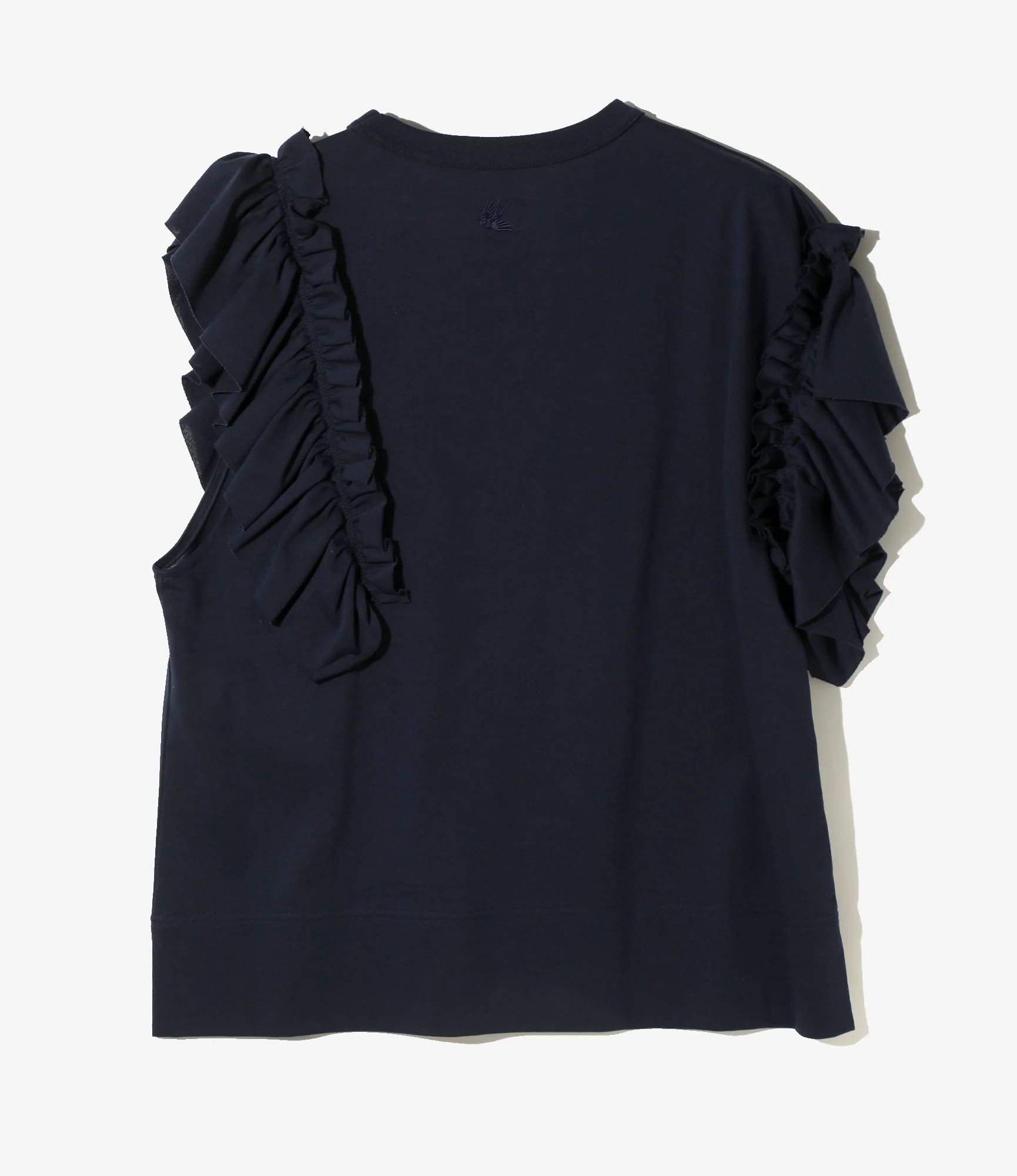 Swallow Asymmetric Frill Sleeve Top - Navy - Image 3