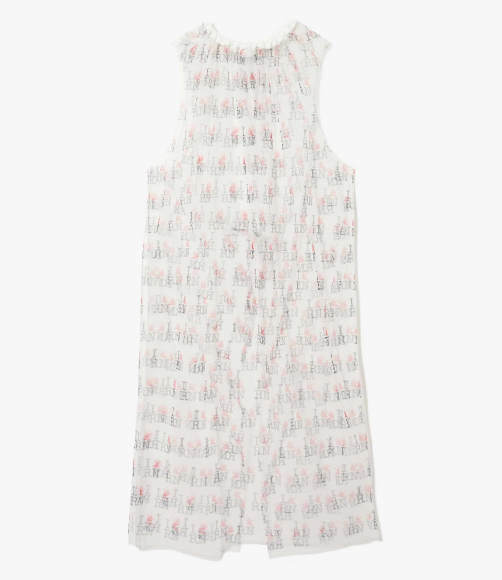 Women's Crew Neck Sleeveless Dress - Off White - Original Printed Tulle