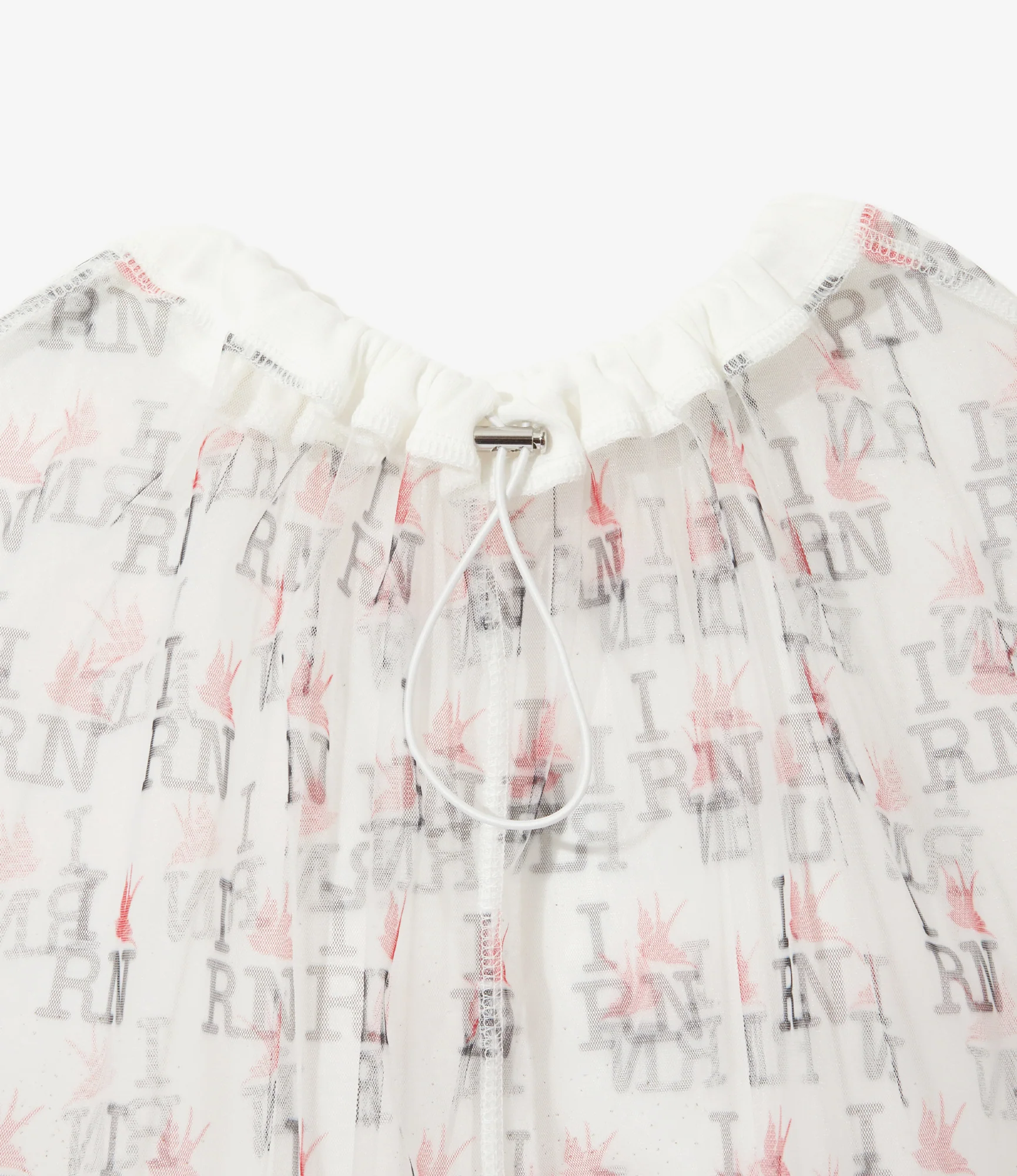 Women's Crew Neck Sleeveless Dress - Off White - Original Printed Tulle - Image 2