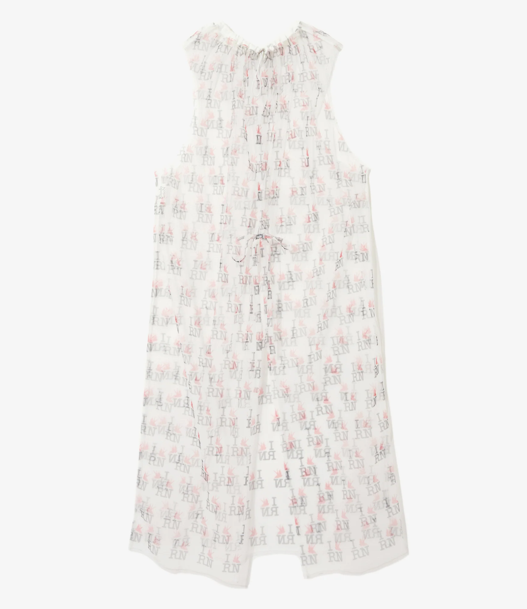 Women's Crew Neck Sleeveless Dress - Off White - Original Printed Tulle - Image 3
