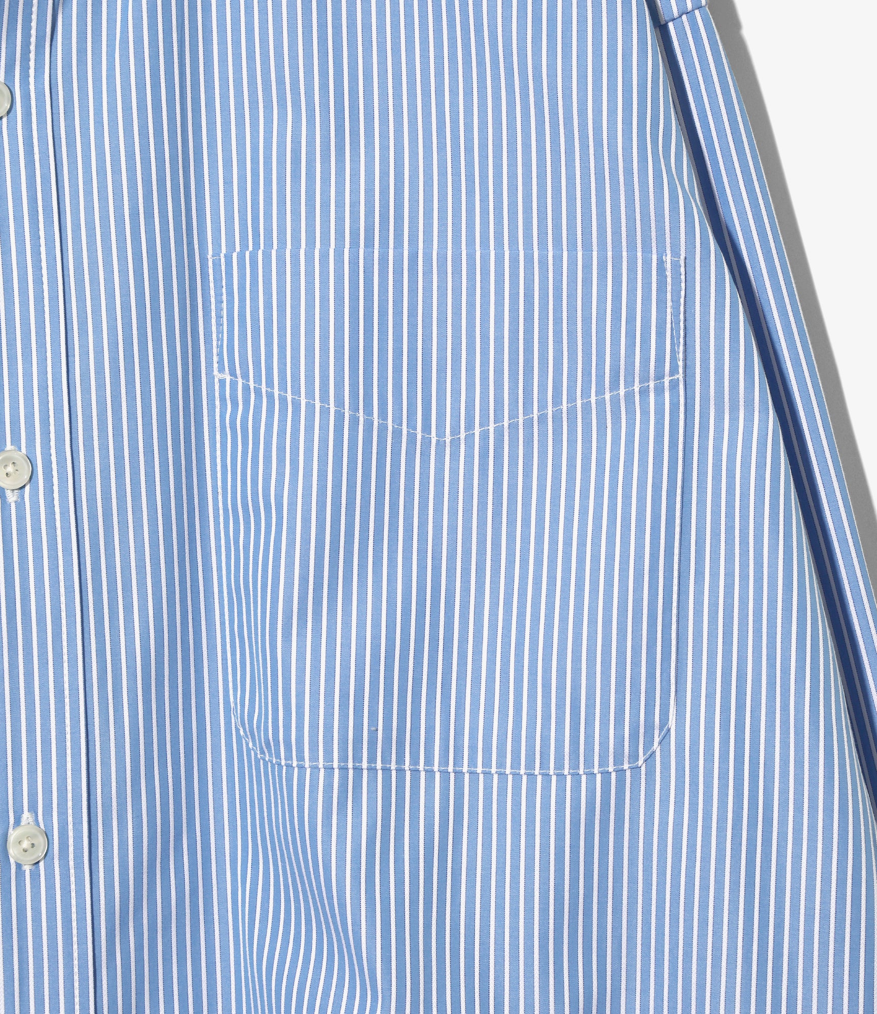 Women's Double Layer Button-down Shirt Dress - Sax - Stripe - Image 3