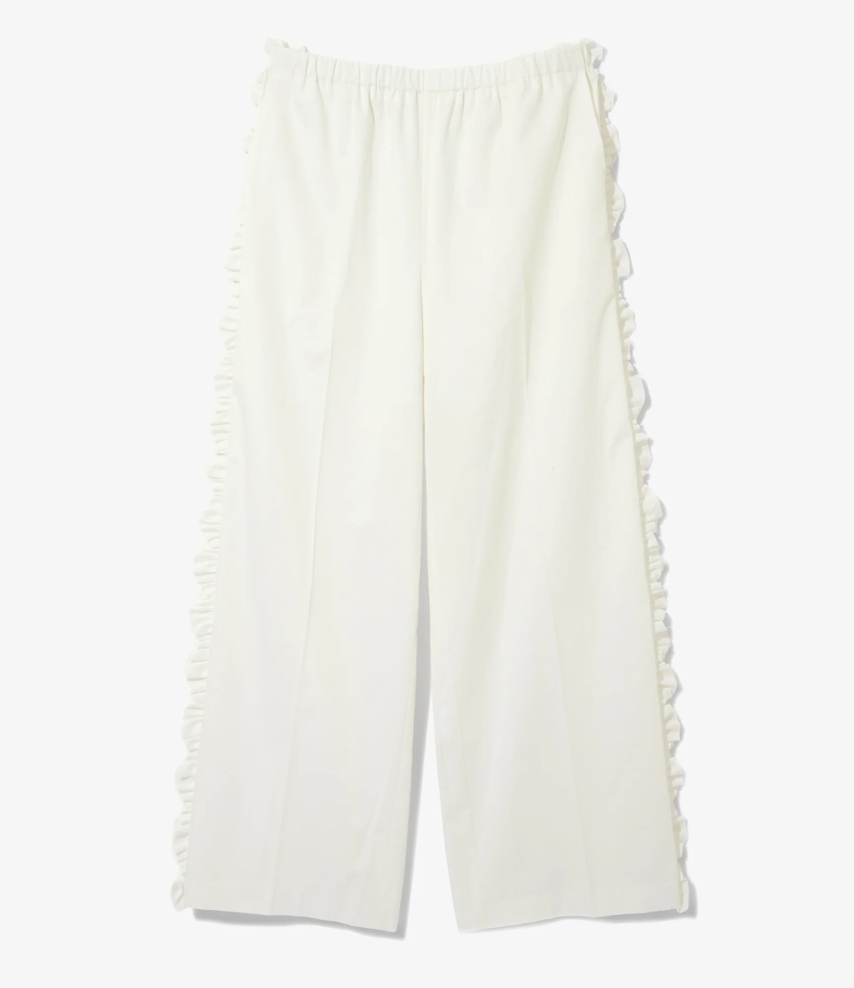 Women's Frill Side Flare Pant - White - Twill