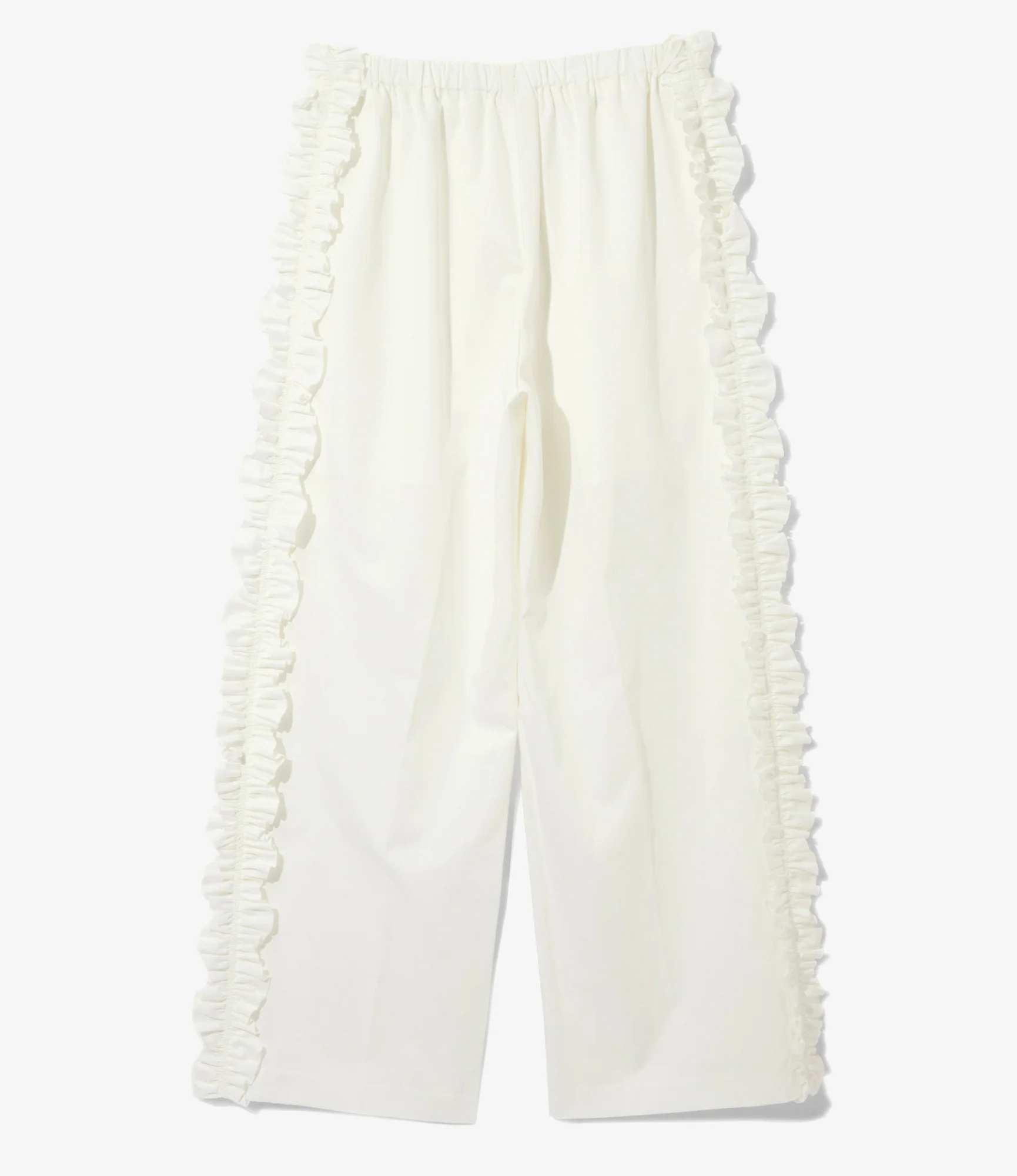 Women's Frill Side Flare Pant - White - Twill - Image 5