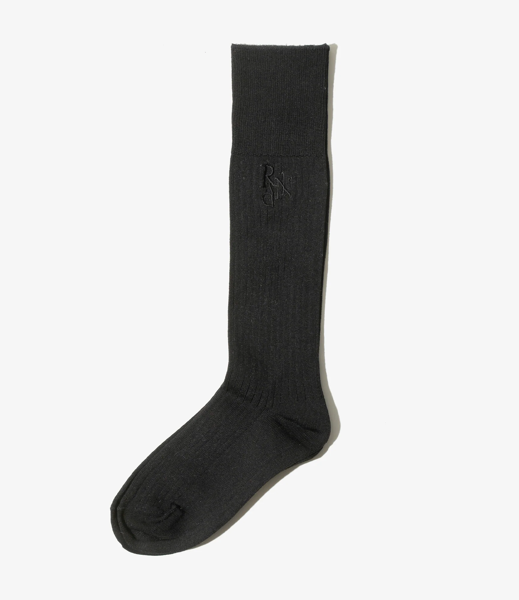 Women's Monogram Stitch Ribbed Socks - Black