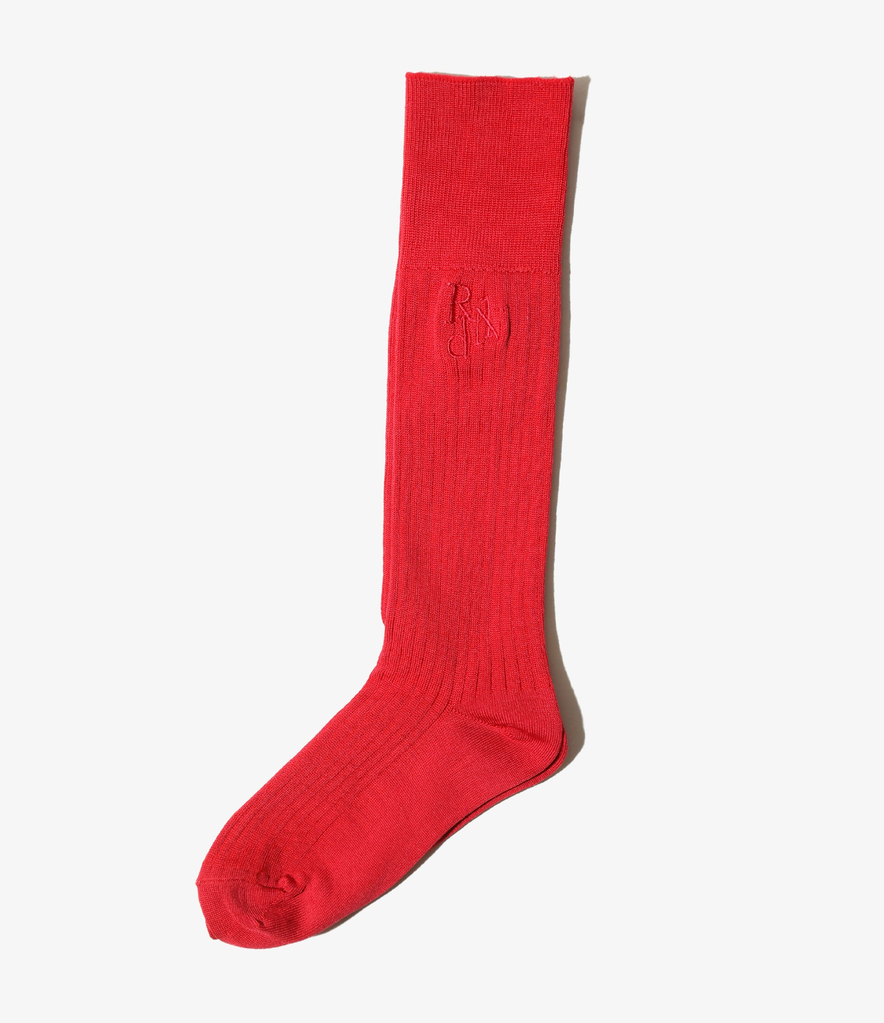 Women's Monogram Stitch Ribbed Socks - Red