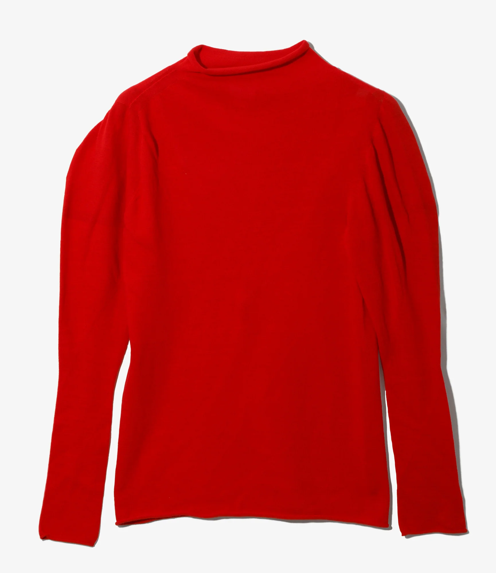 Women's Puff Sleeve Sweater - Red - Sheer