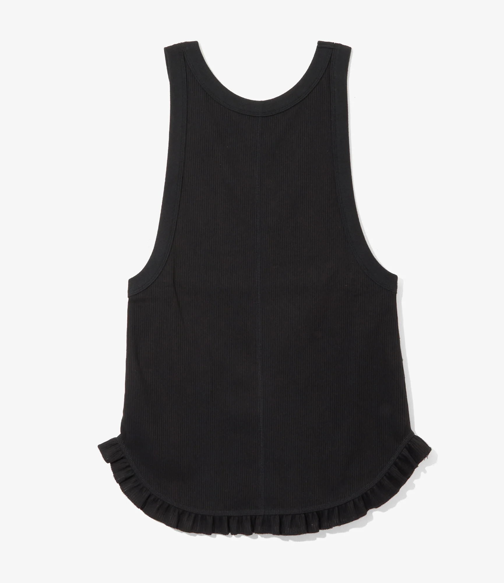 Women's Ribbed Frill Tank Top - Black