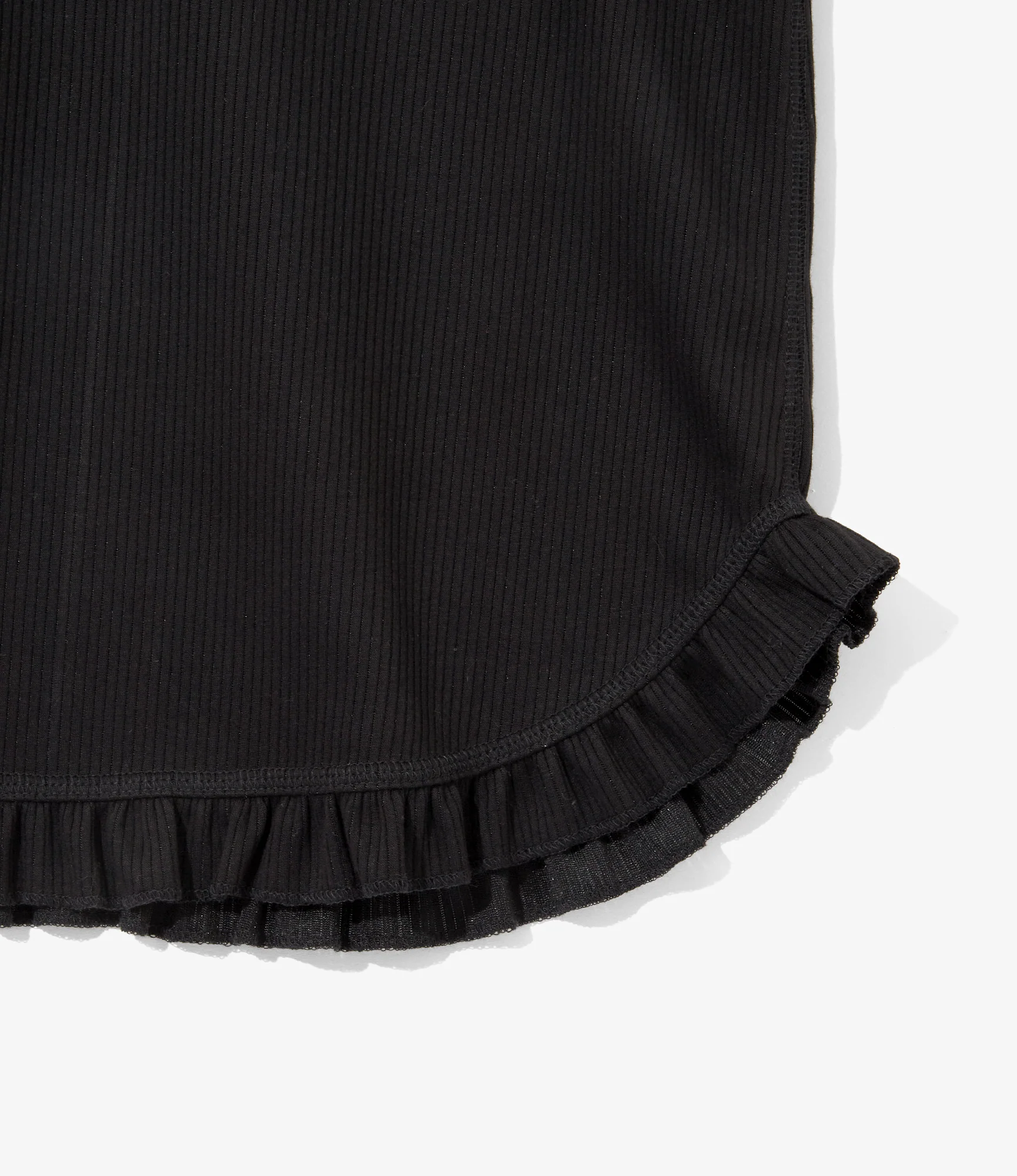 Women's Ribbed Frill Tank Top - Black - Image 2