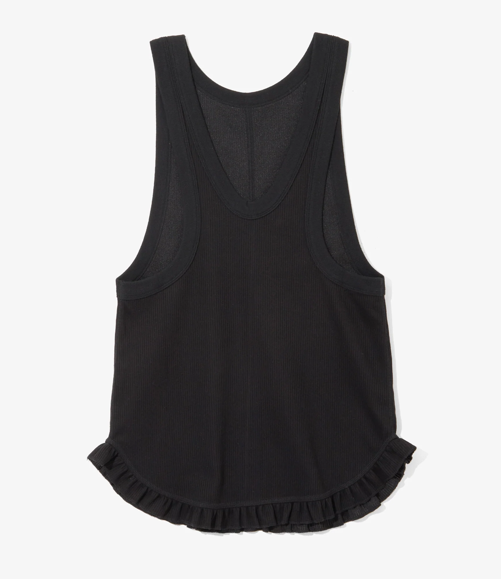 Women's Ribbed Frill Tank Top - Black - Image 3