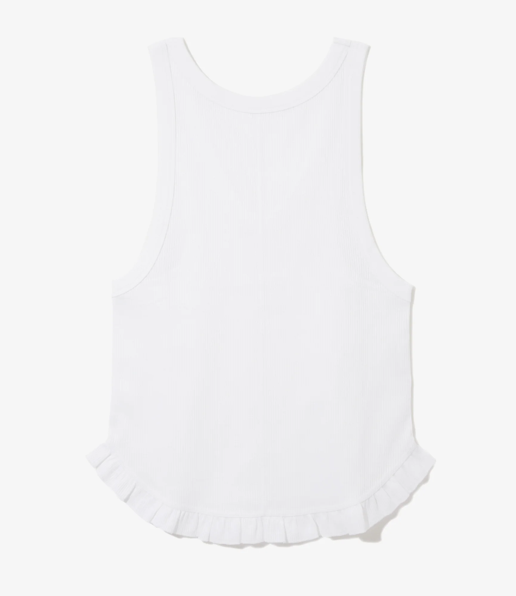 Women's Ribbed Frill Tank Top - White - Image 3