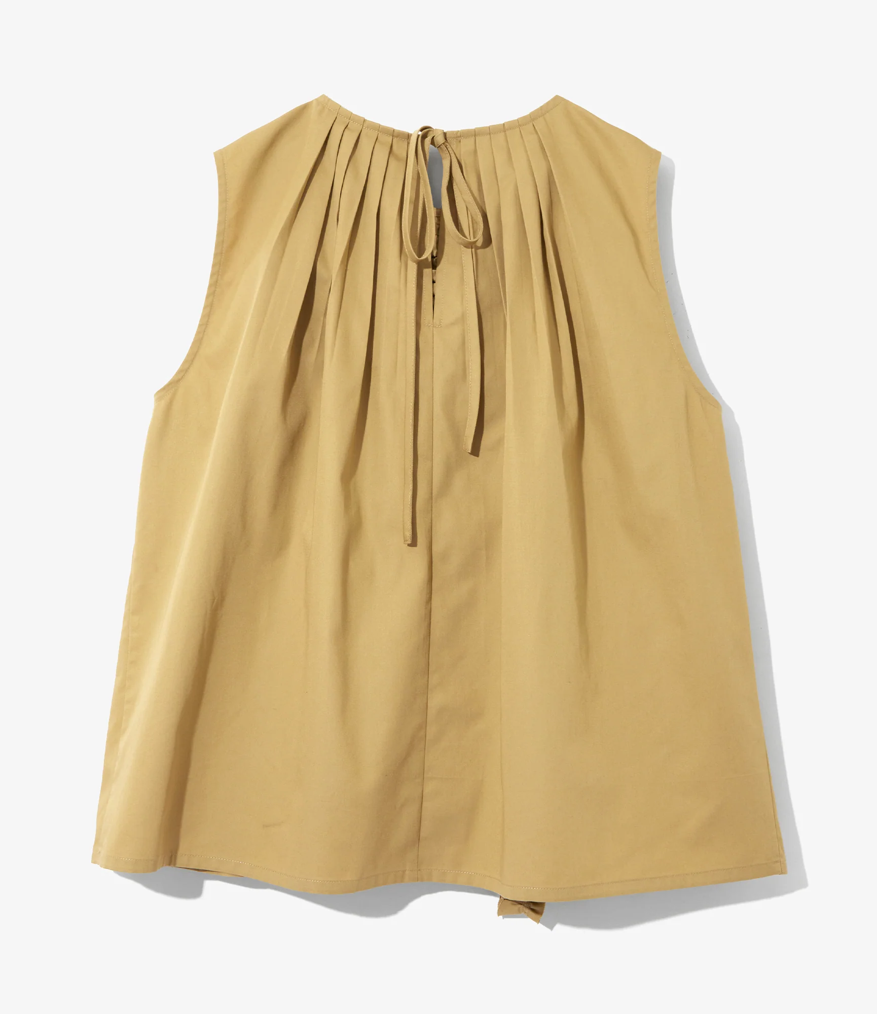 Women's Sleeveless Frill Shirt - Beige - Twill - Image 3